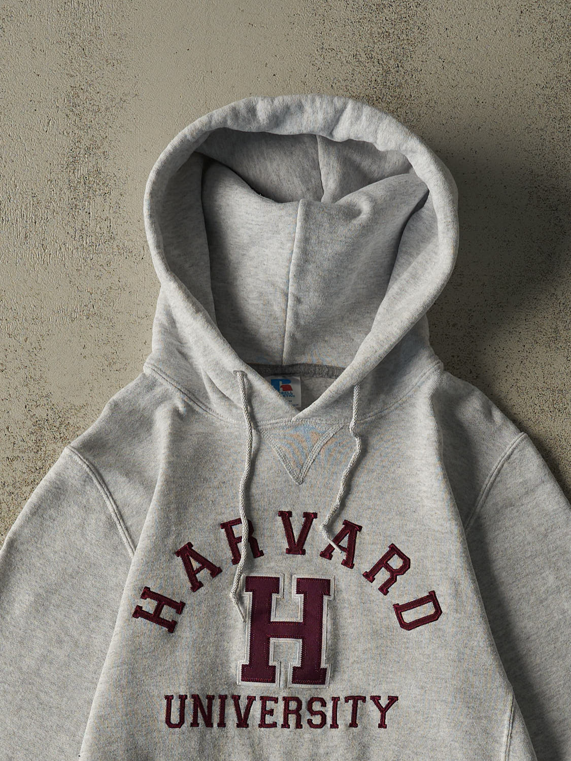 Vintage Y2K Heather Grey Russell Athletic Harvard University Embroidered Hoodie (S)