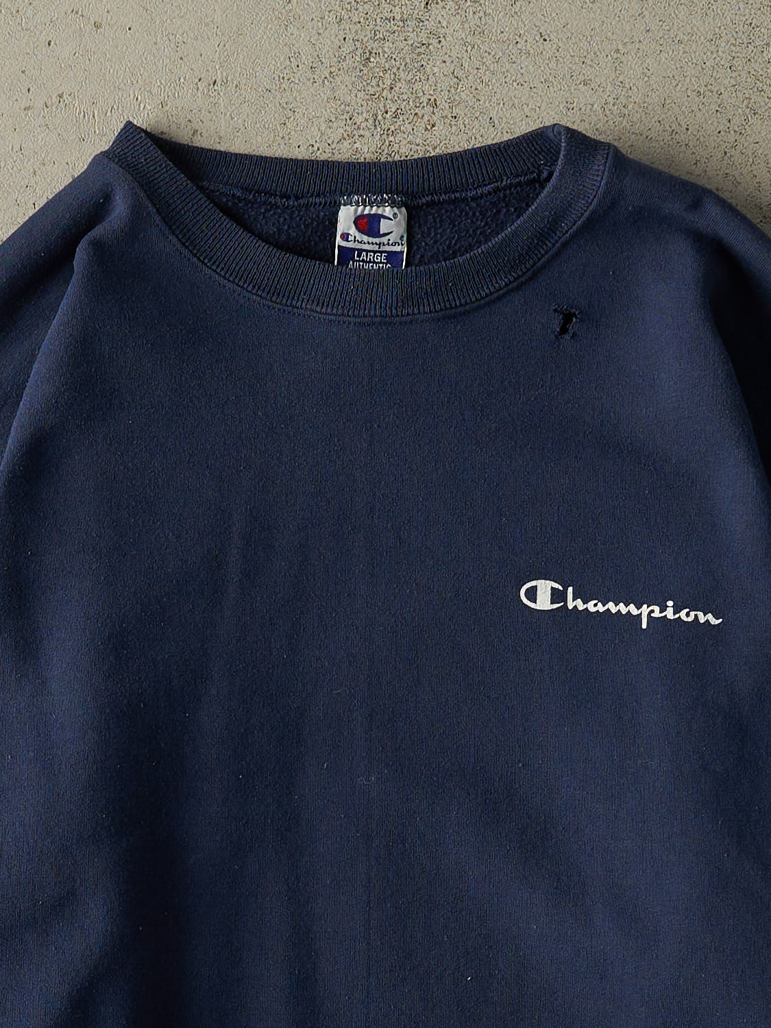 Vintage 90s Navy Blue Champion Logo Crewneck (M/L)