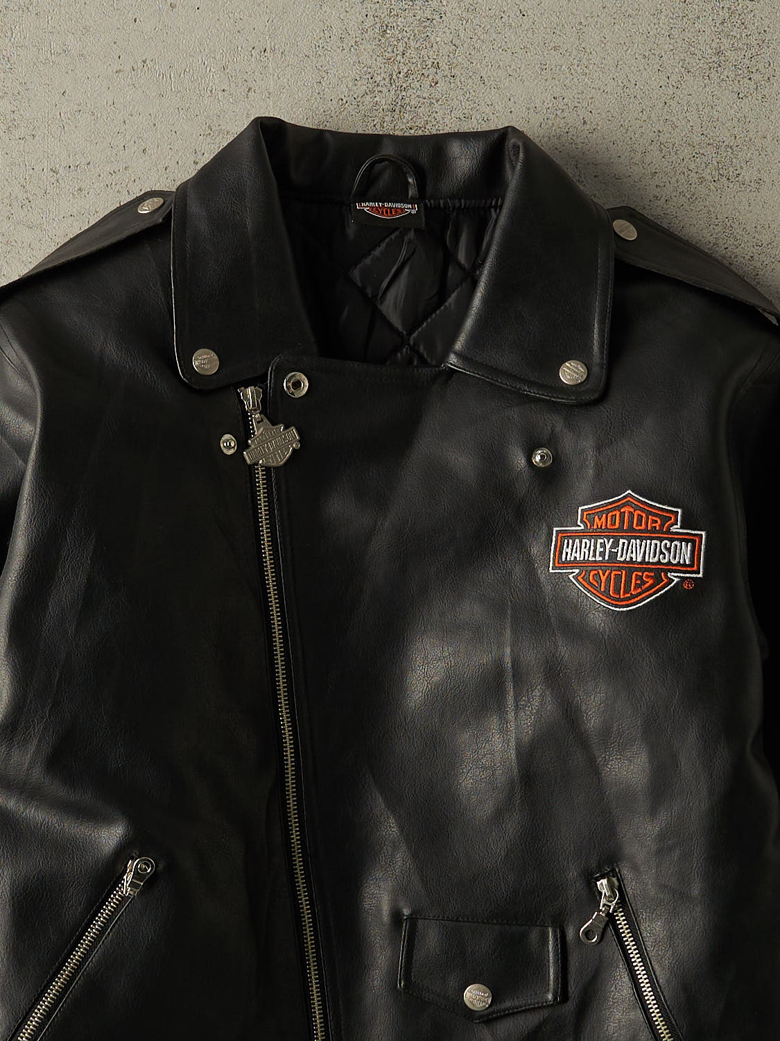 Vintage Y2K Black Harley Davidson Leather Biker Jacket (XS)