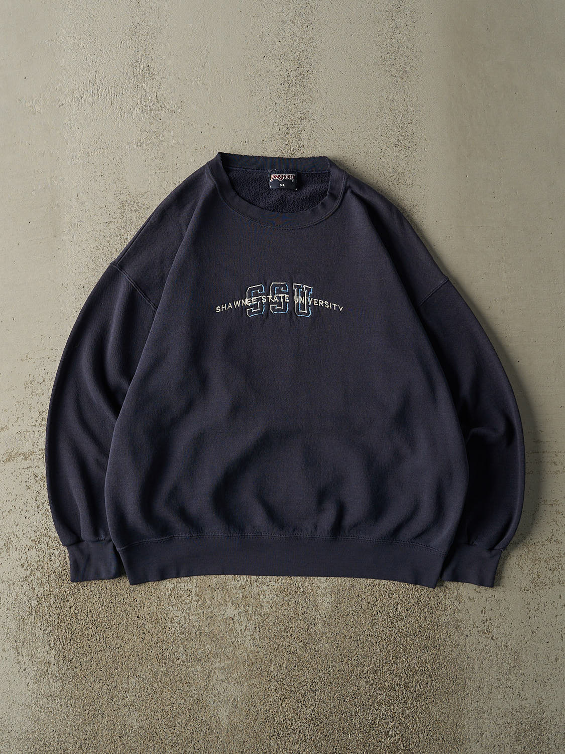 Vintage 90s Navy Blue Shawnee State University Embroidered Crewneck (L/XL)