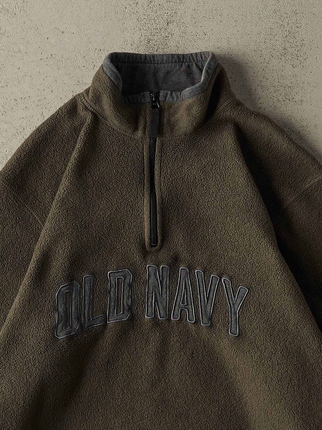 Vintage 90s Green Old Navy Embroidered Quarter Zip Fleece (L/XL)