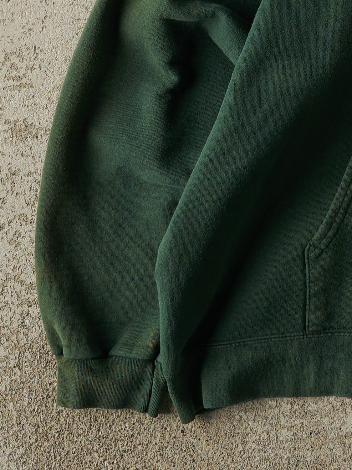 Vintage 90s Sun Faded Green Blank Zip Up Hoodie (XL)