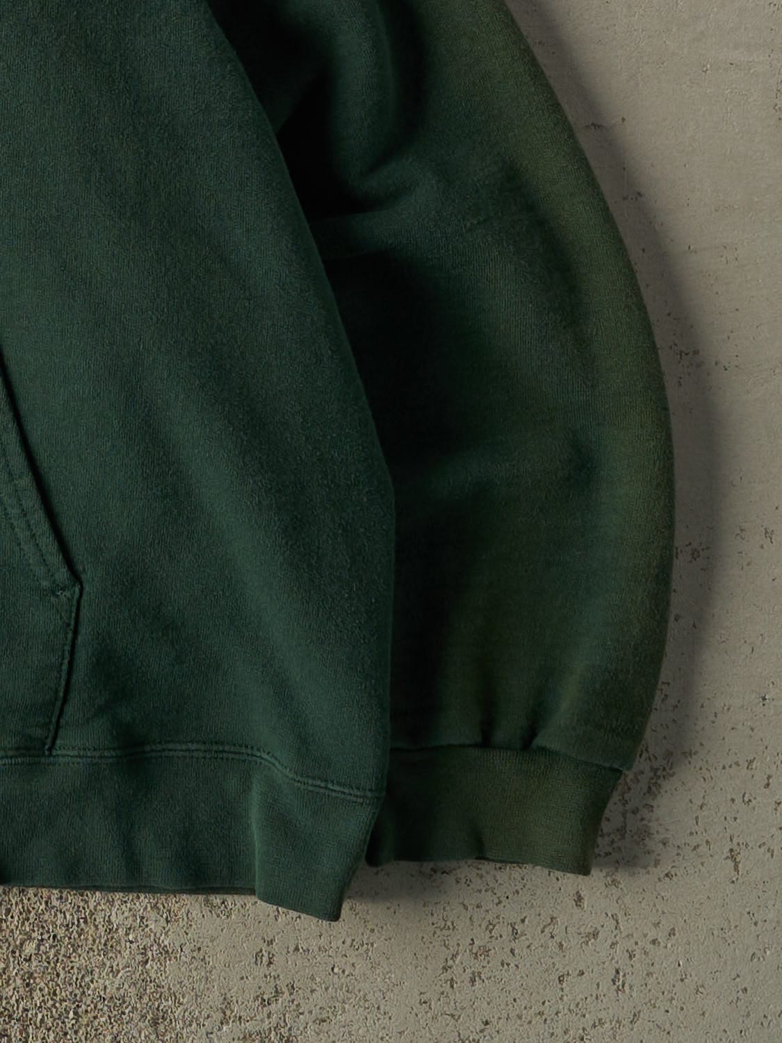 Vintage 90s Sun Faded Green Blank Zip Up Hoodie (XL)