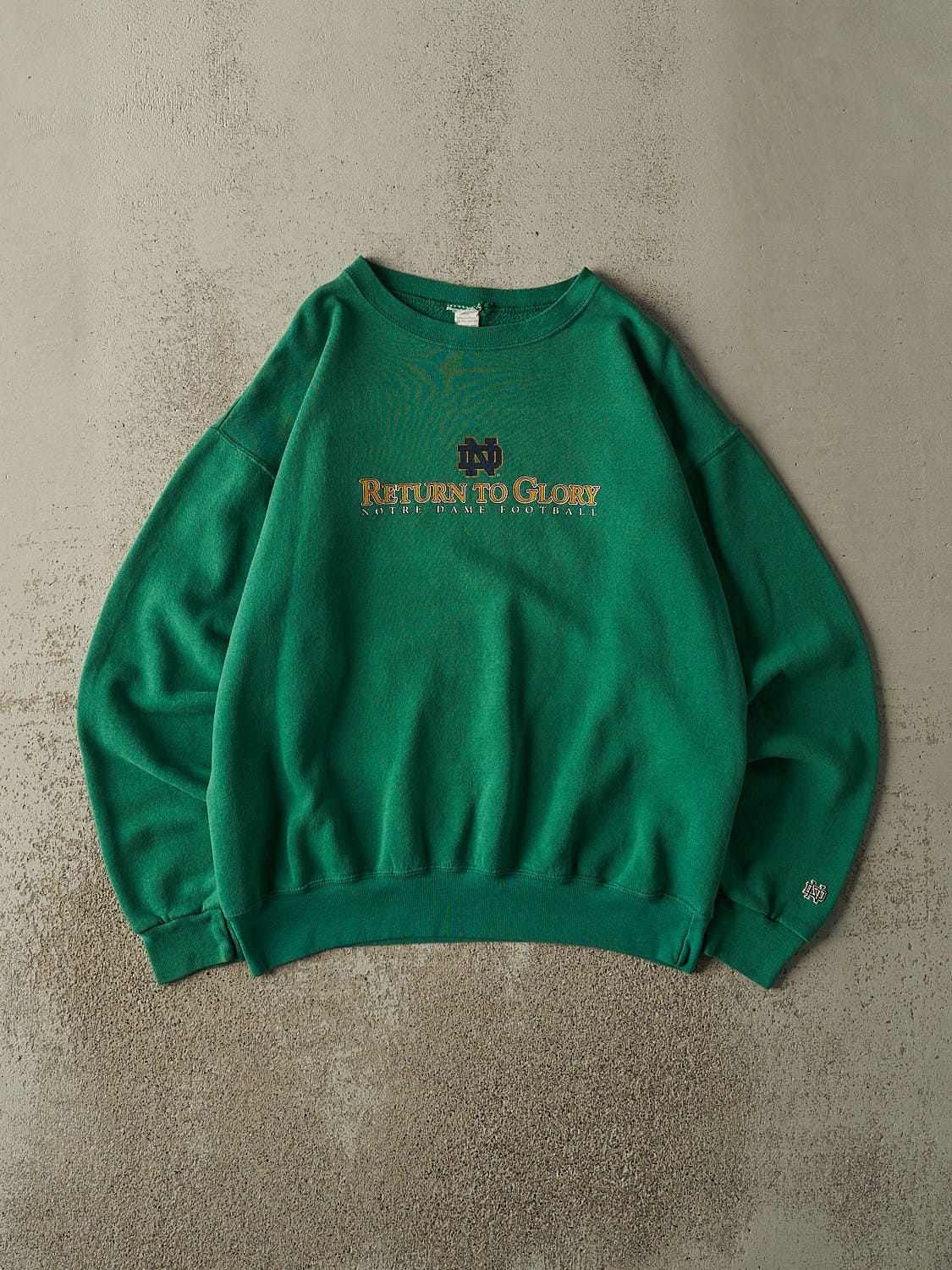 Vintage 90s Green University of Notre Dame Football Crewneck (L/XL)