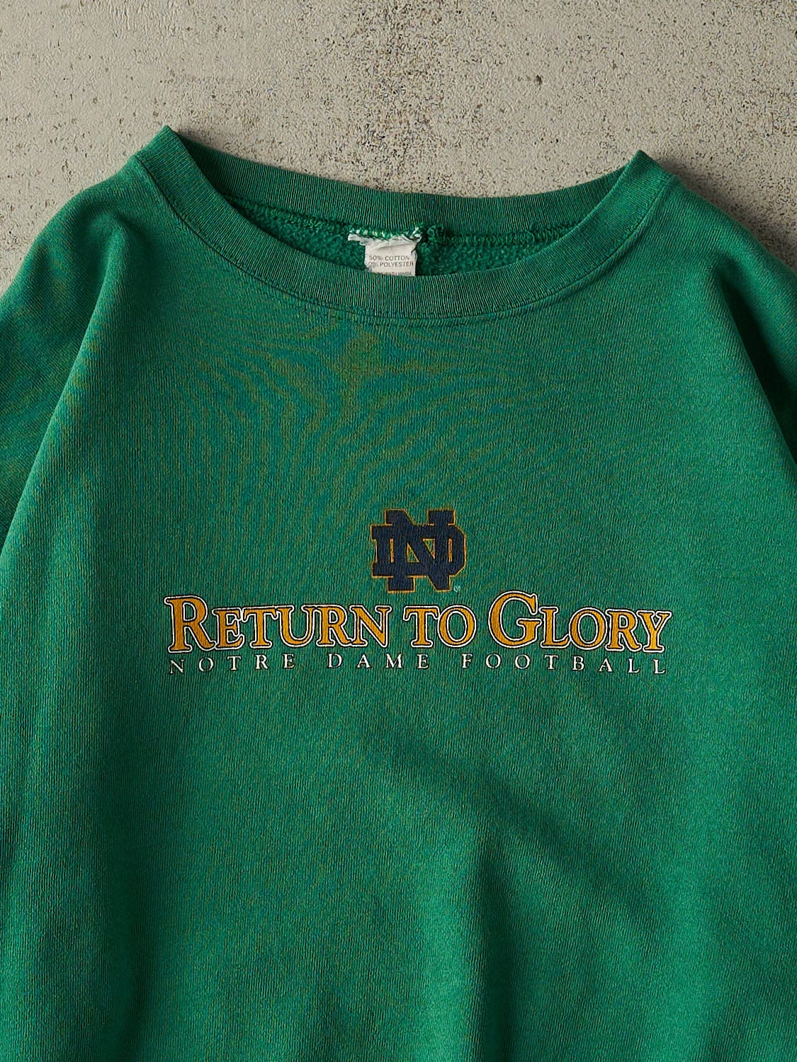 Vintage 90s Green University of Notre Dame Football Crewneck (L/XL)