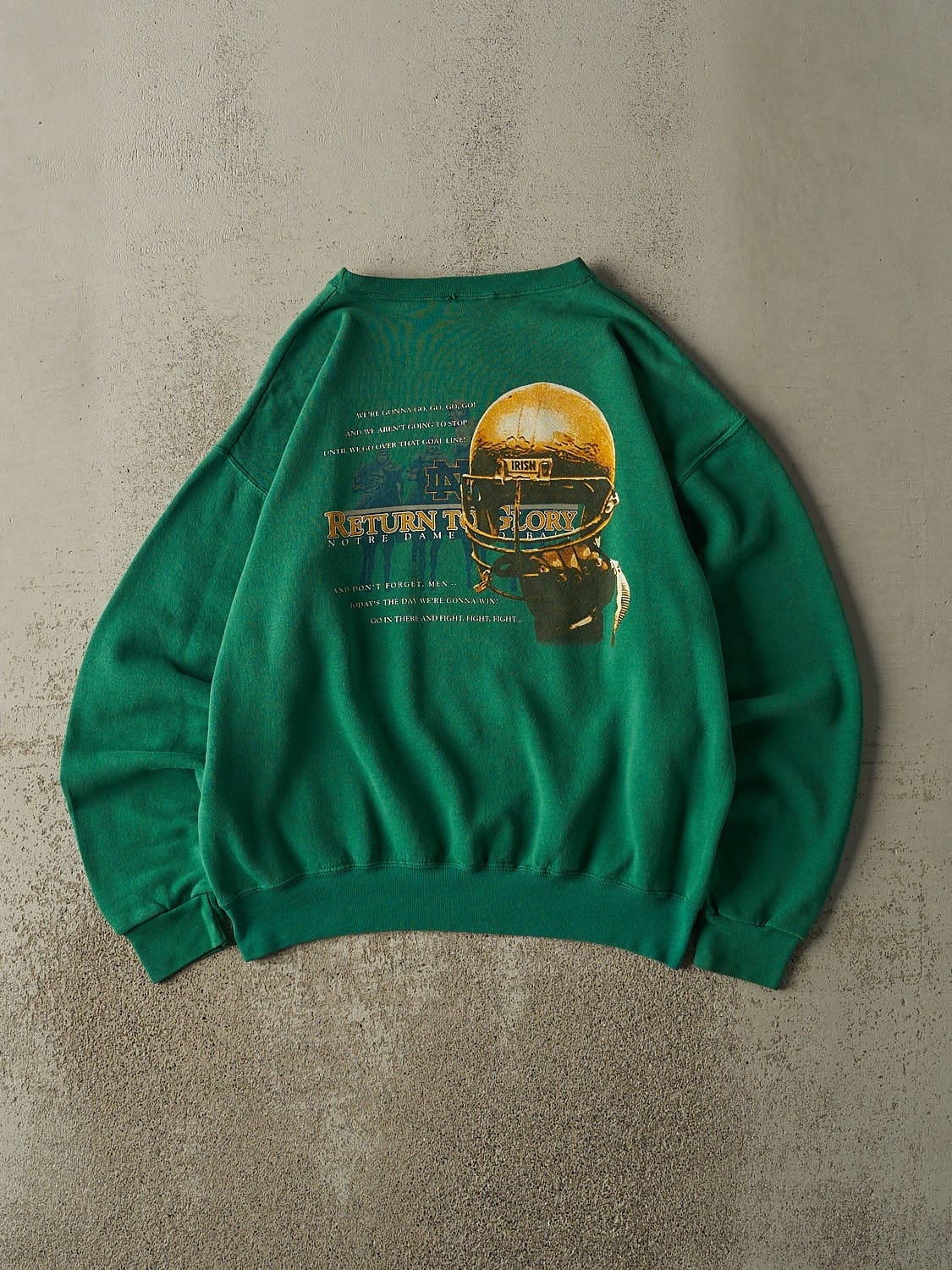 Vintage 90s Green University of Notre Dame Football Crewneck (L/XL)