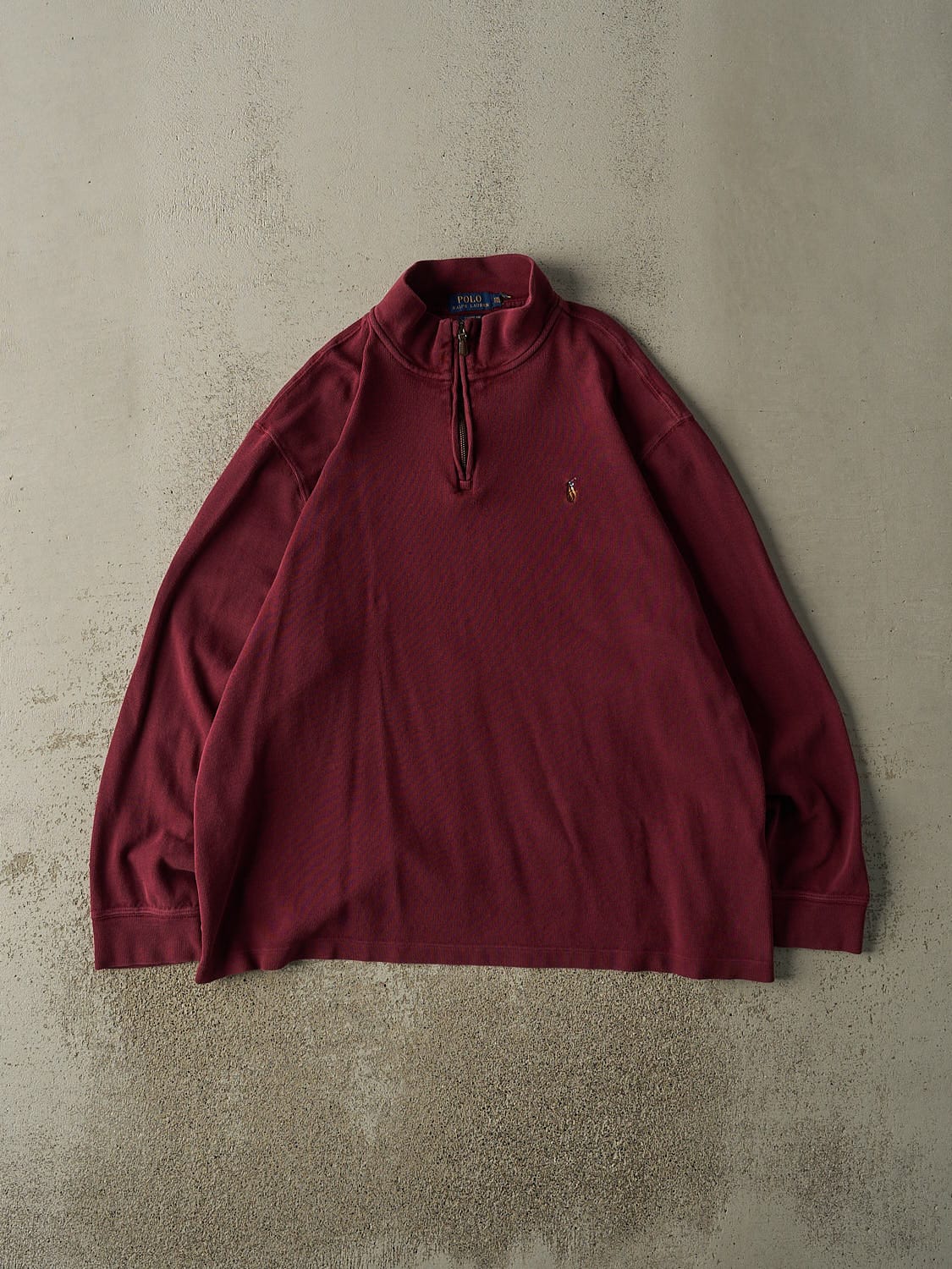 Vintage Y2K Burgundy Polo Ralph Lauren Quarter Zip Sweater (XL/XXL)