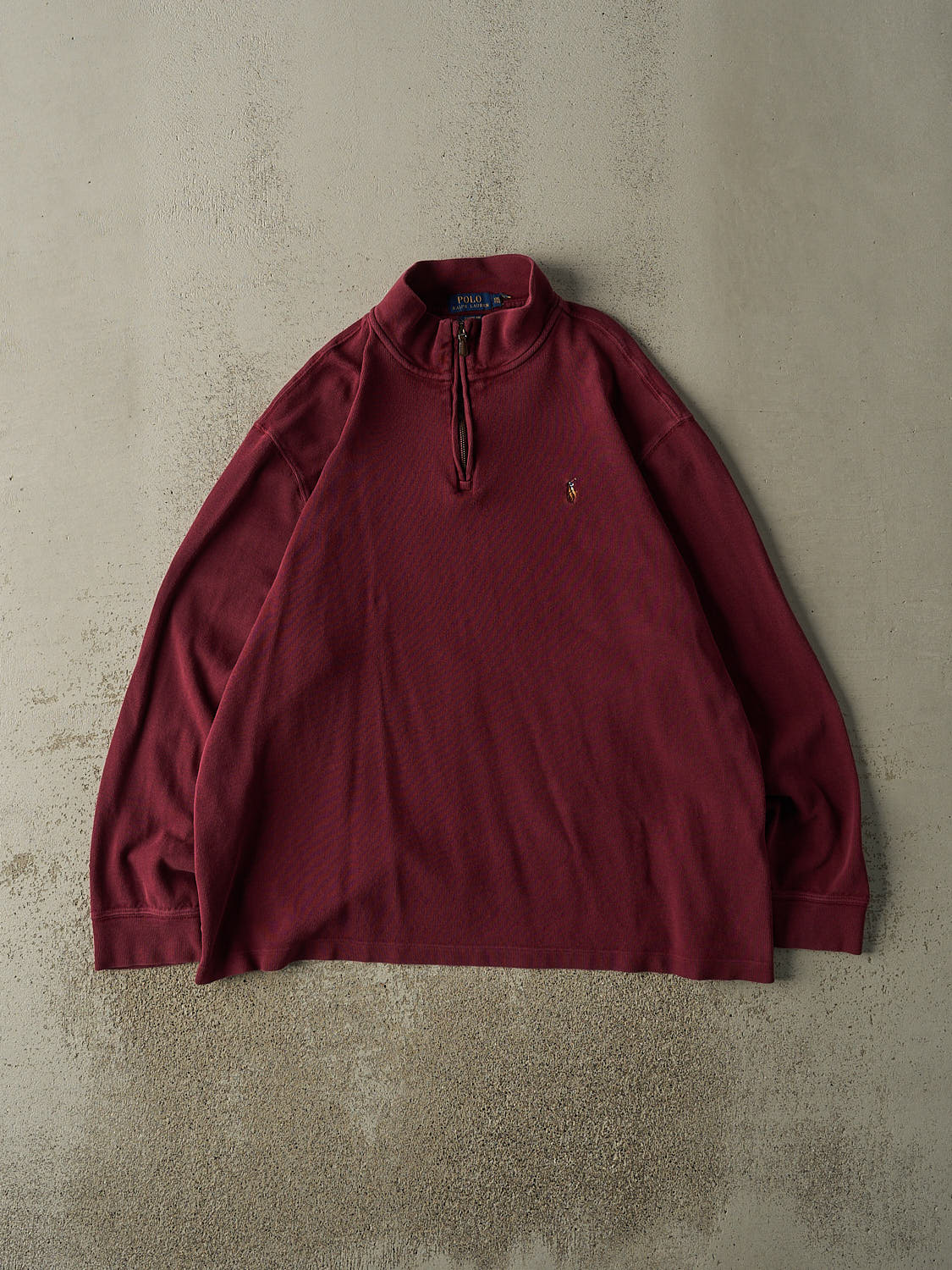 Vintage Y2K Burgundy Polo Ralph Lauren Quarter Zip Sweater (XL/XXL)
