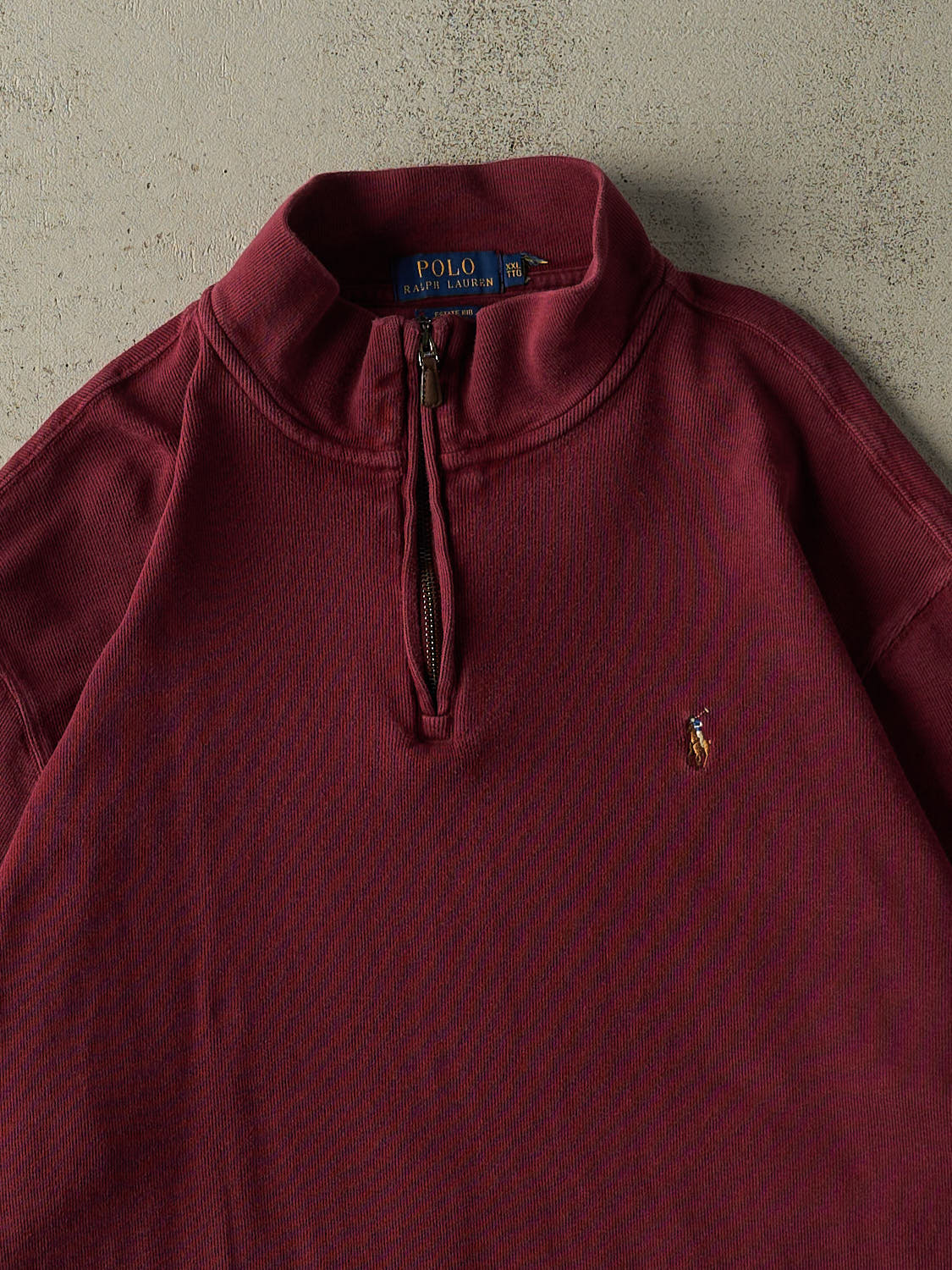 Vintage Y2K Burgundy Polo Ralph Lauren Quarter Zip Sweater (XL/XXL)