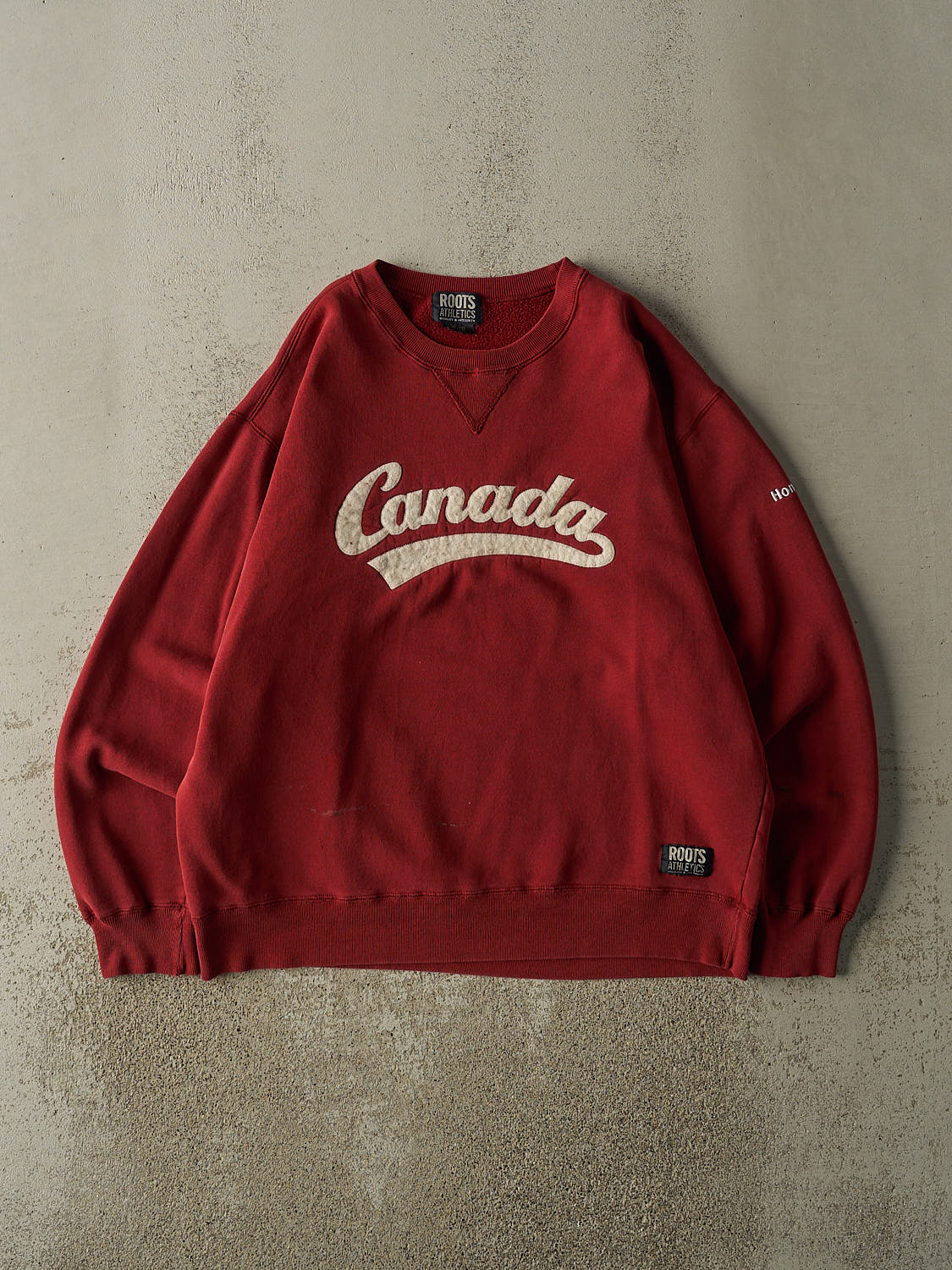 Vintage Y2K Burgundy Roots Athletic Embroidered Crewneck (XL)
