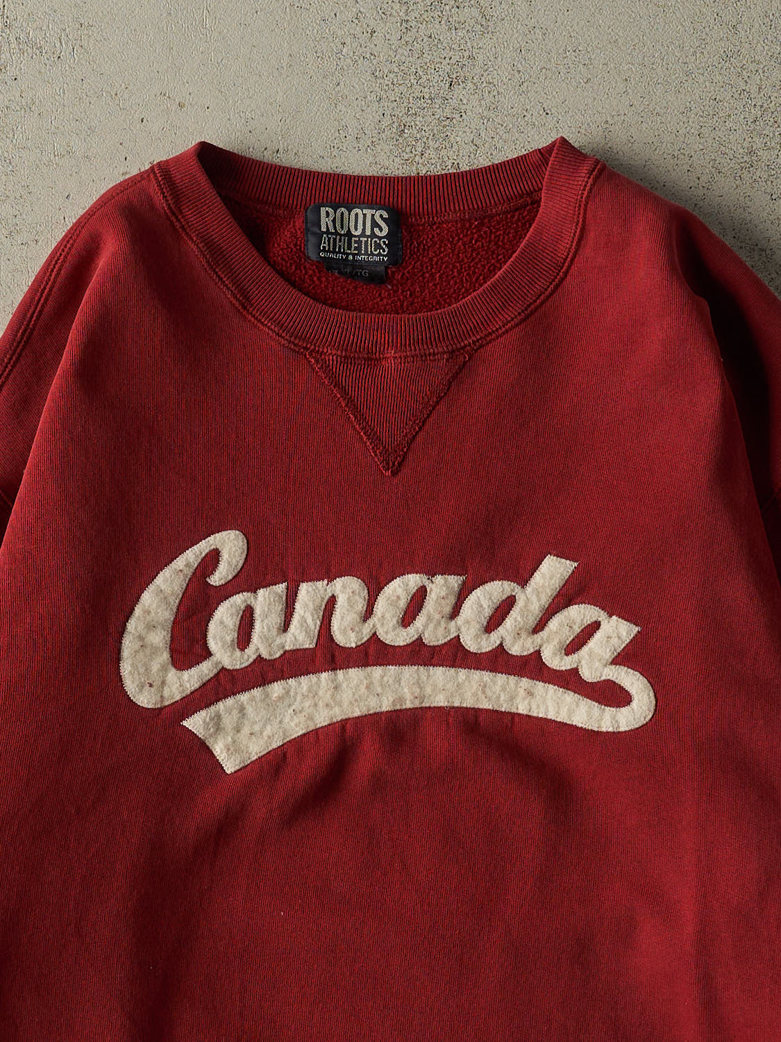 Vintage Y2K Burgundy Roots Athletic Embroidered Crewneck (XL)
