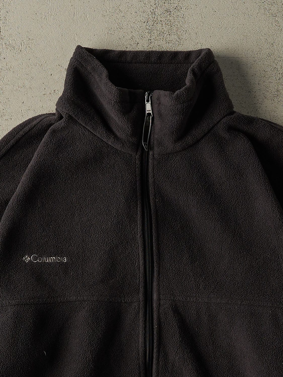 Vintage Y2K Charcoal Grey Columbia Embroidered Zip Up Fleece (L/XL)