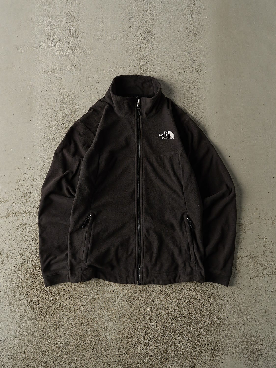 Vintage Y2K Charcoal Grey The North Face Zip Up Fleece (S/M)