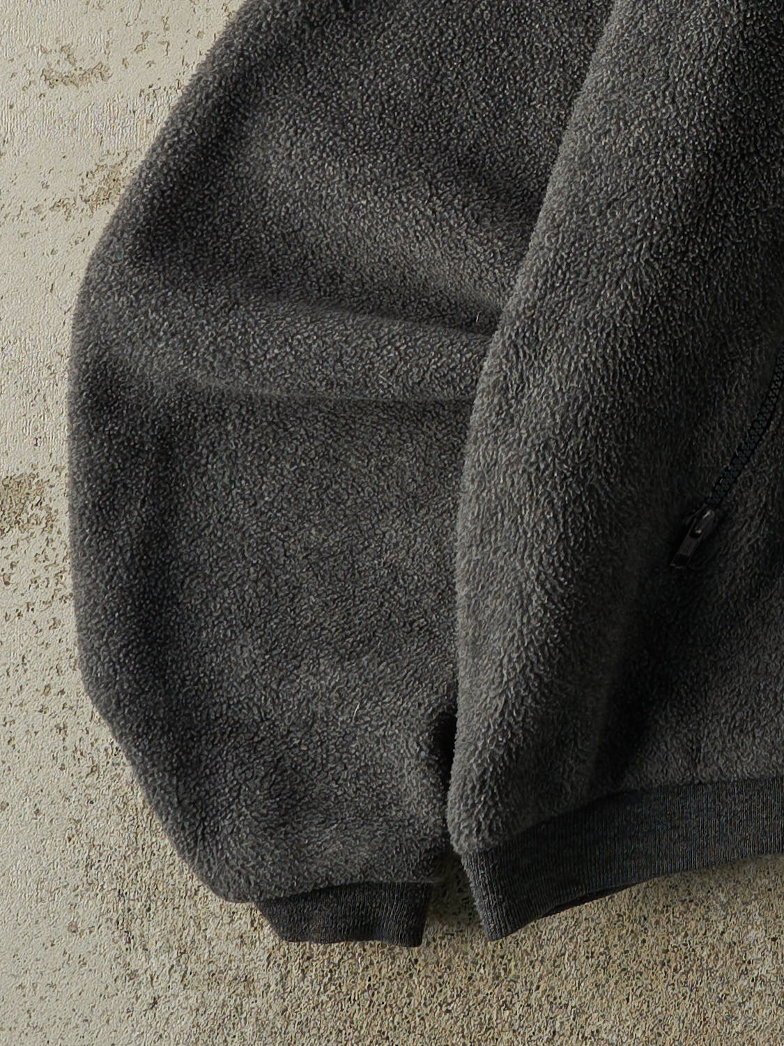 Vintage 90s Charcoal Grey Lands End Zip Up Embroidered Fleece (L/XL)