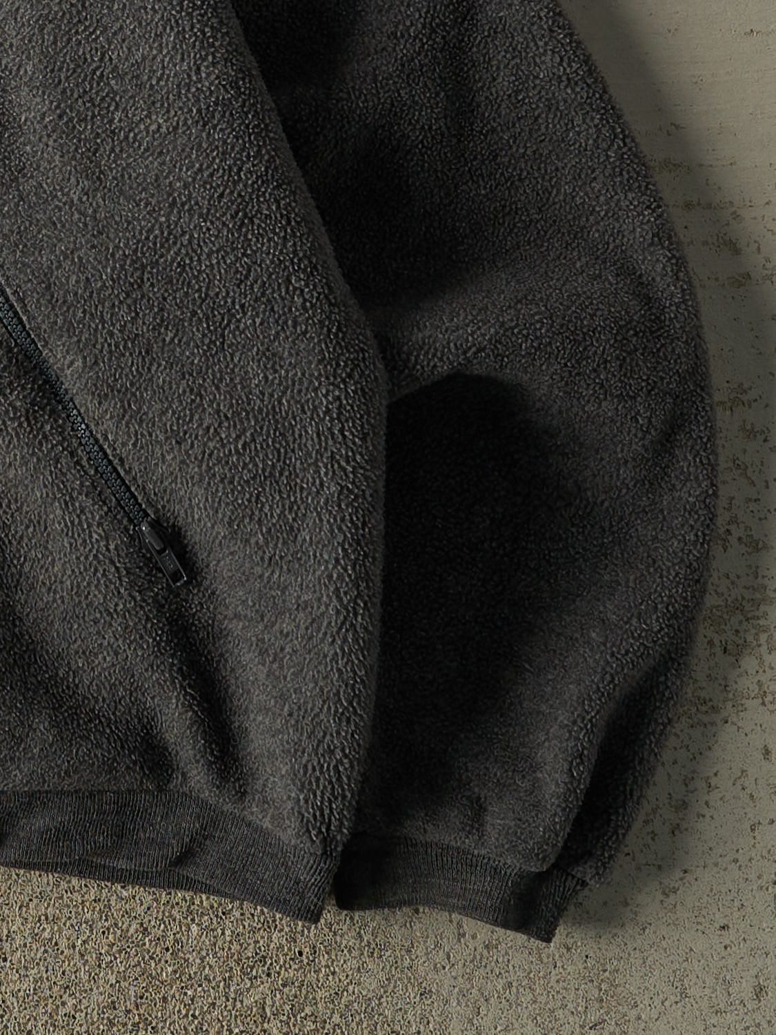 Vintage 90s Charcoal Grey Lands End Zip Up Embroidered Fleece (L/XL)