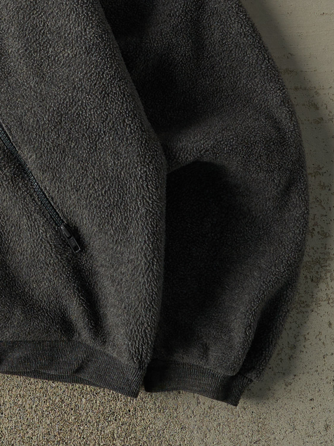 Vintage 90s Charcoal Grey Lands End Zip Up Embroidered Fleece (L/XL)