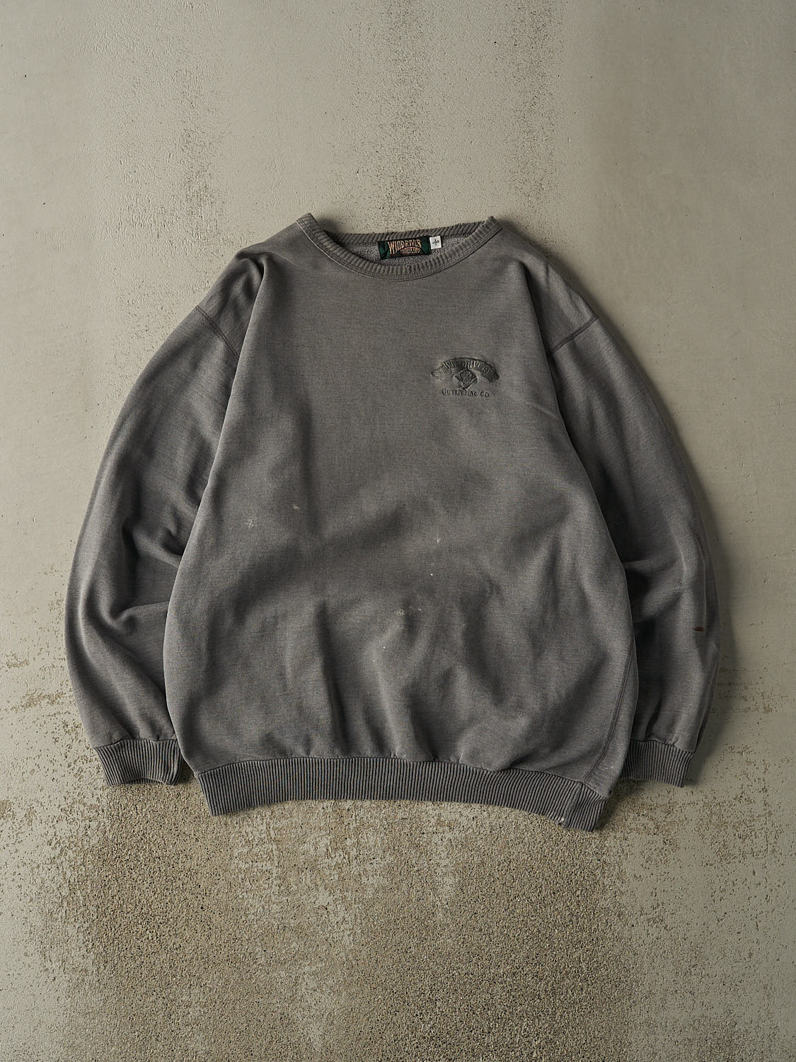 Vintage 90s Washed Grey Wind River Embroidered Crewneck (XL/XXL)