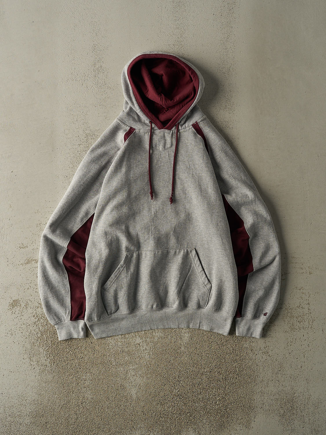 Vintage 90s Grey & Burgundy Blank Hoodie (XL/XXL)