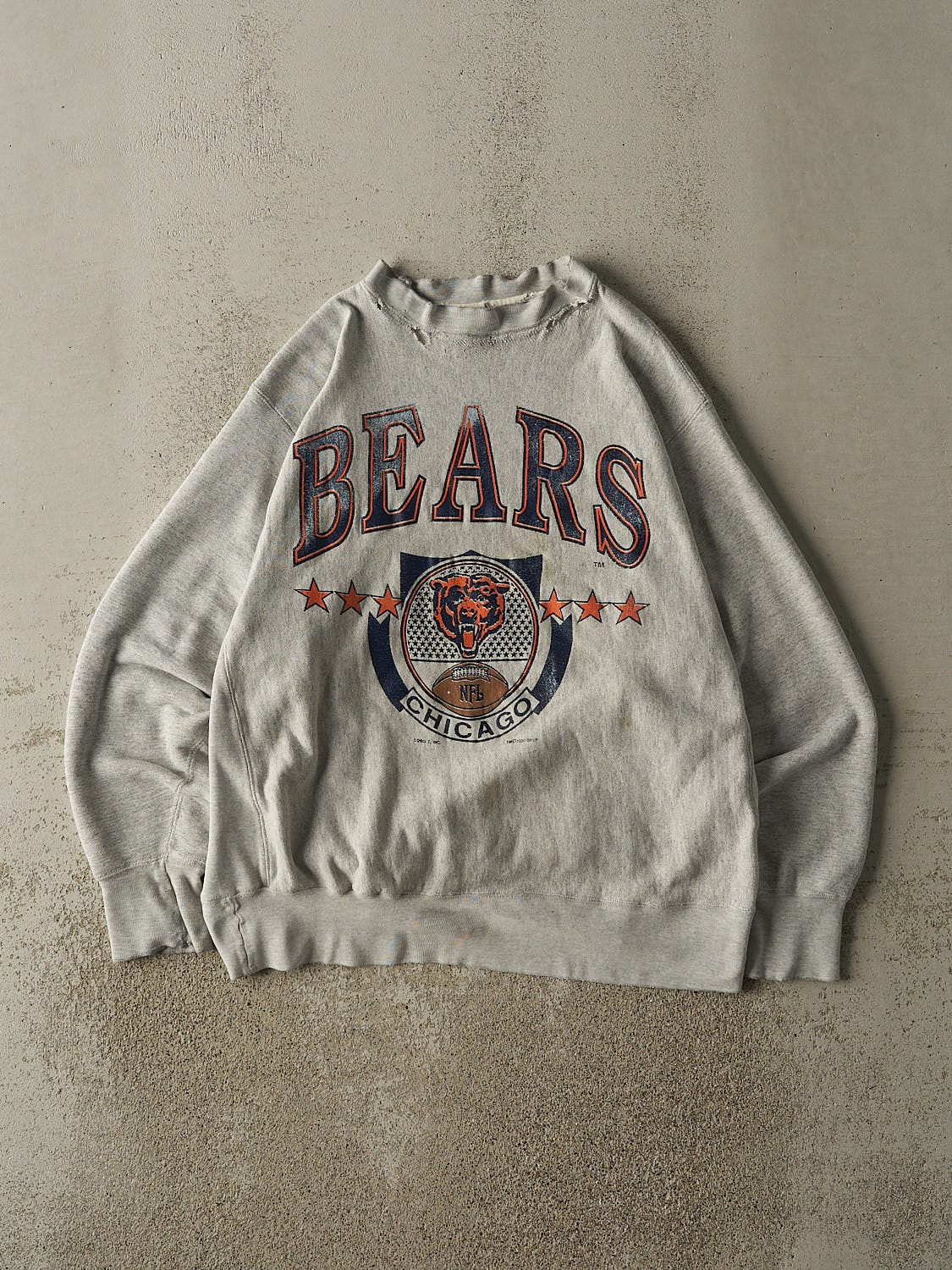 Vintage 90s Heather Grey Chicago Bears Logo 7 Crewneck (L)