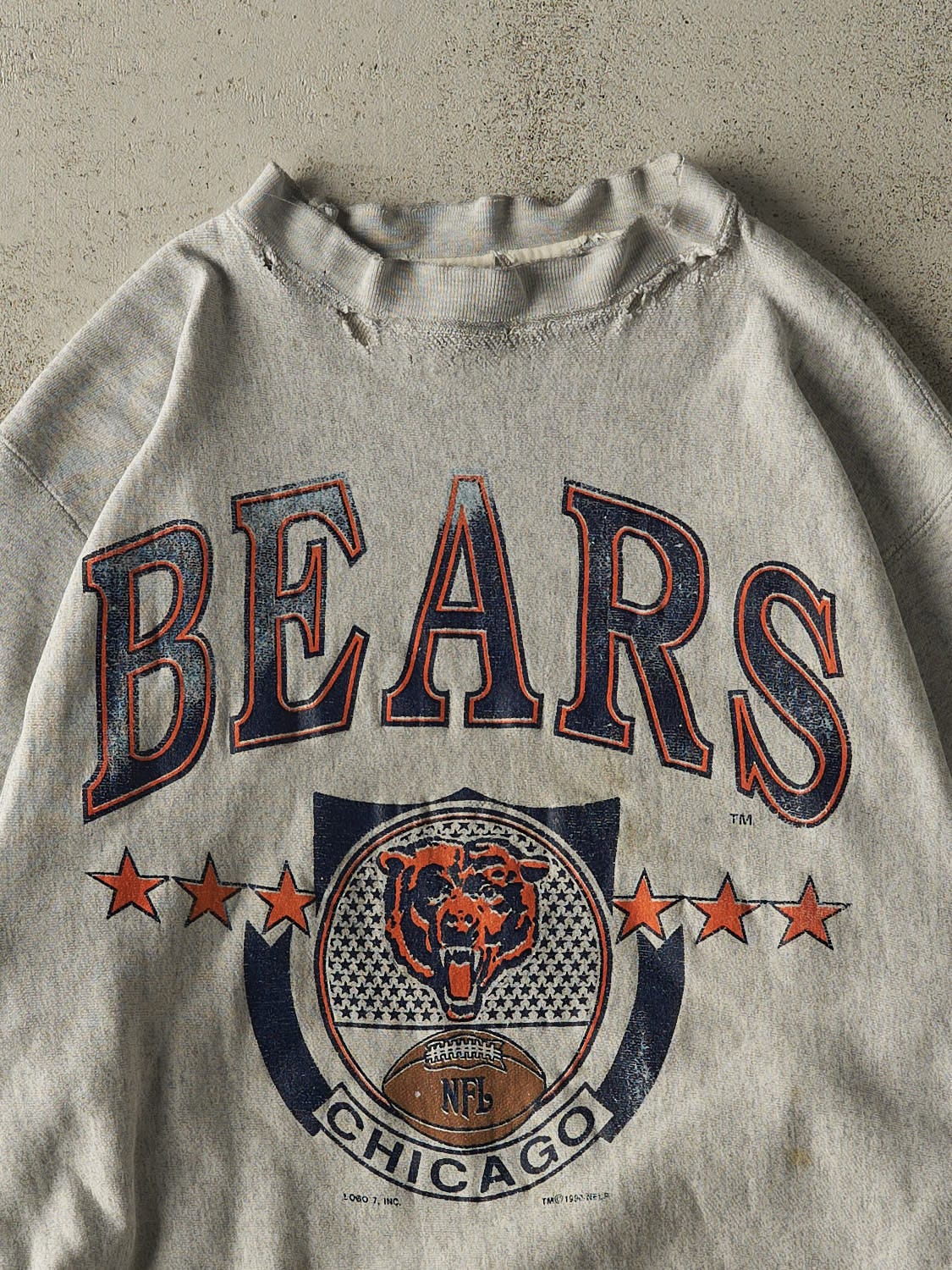 Vintage 90s Heather Grey Chicago Bears Logo 7 Crewneck (L)