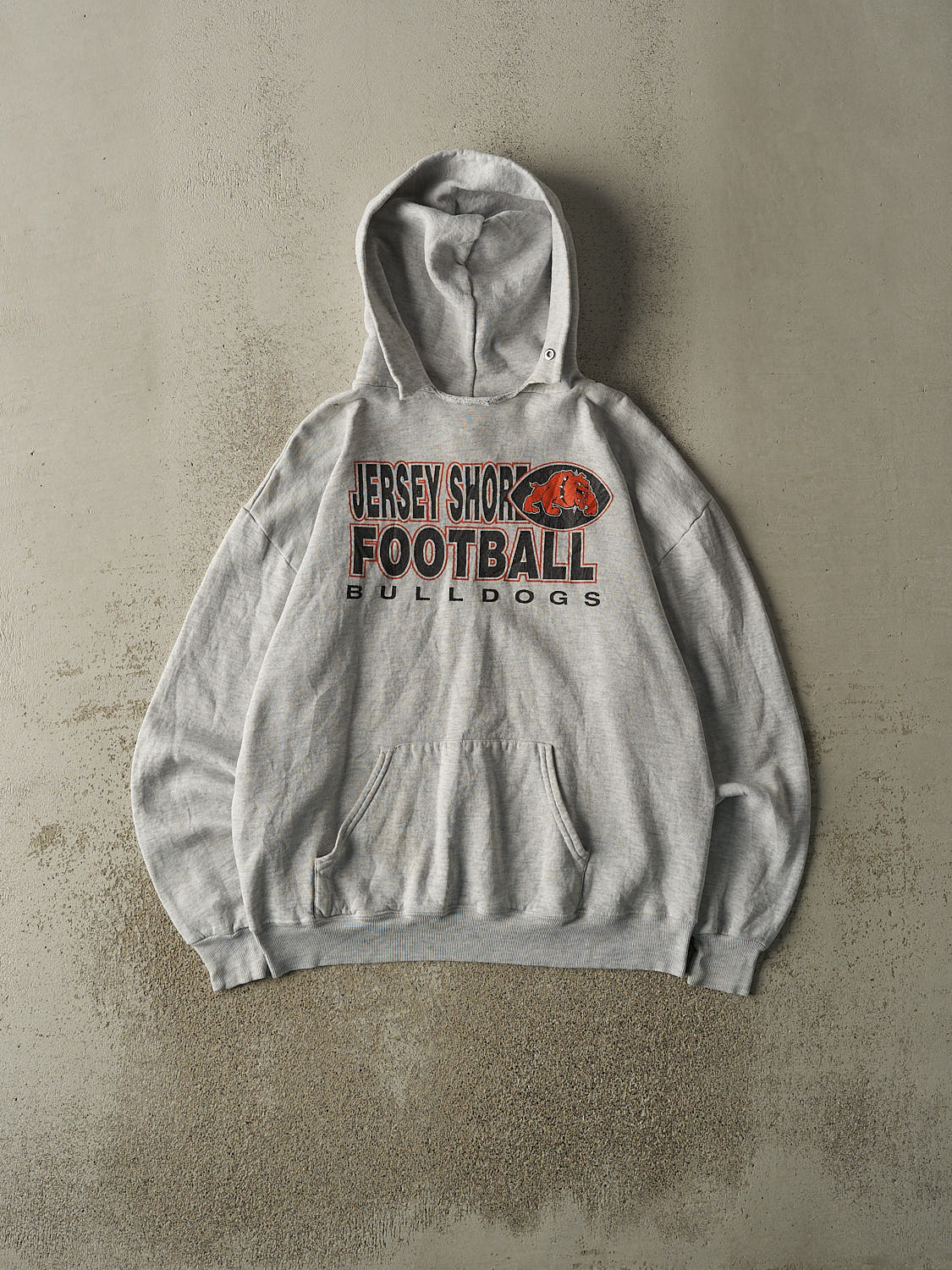 Vintage 90s Heather Grey Jersey Shore Bulldogs Football Hoodie (L)