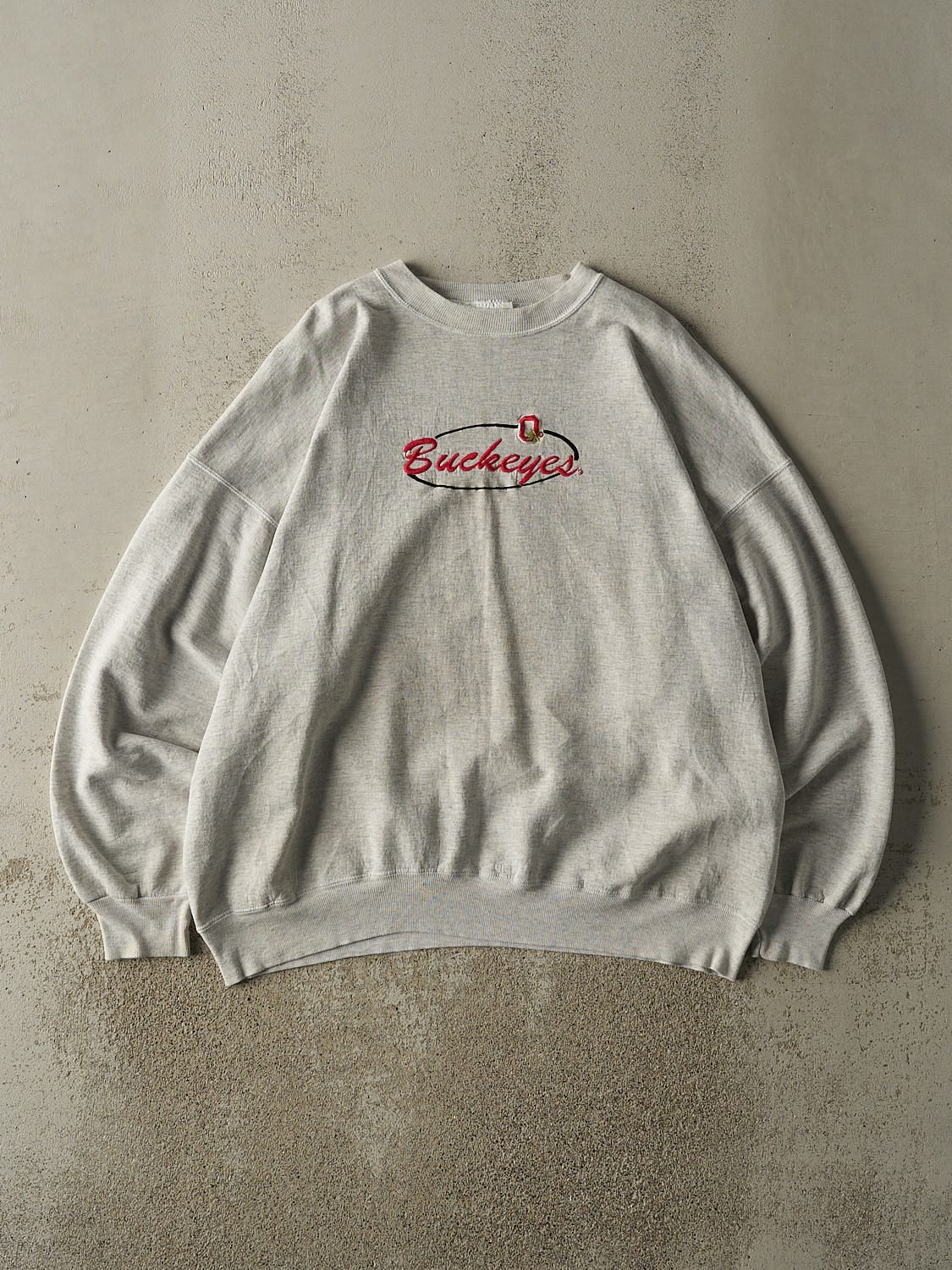 Vintage 90s Heather Grey Ohio State Buckeyes Embroidered Crewneck (XL/XXL)