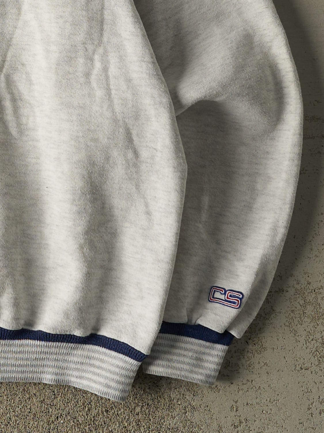 Vintage 90s Heather Grey Capital Crusaders Embroidered Ribbed Crewneck (L/XL)