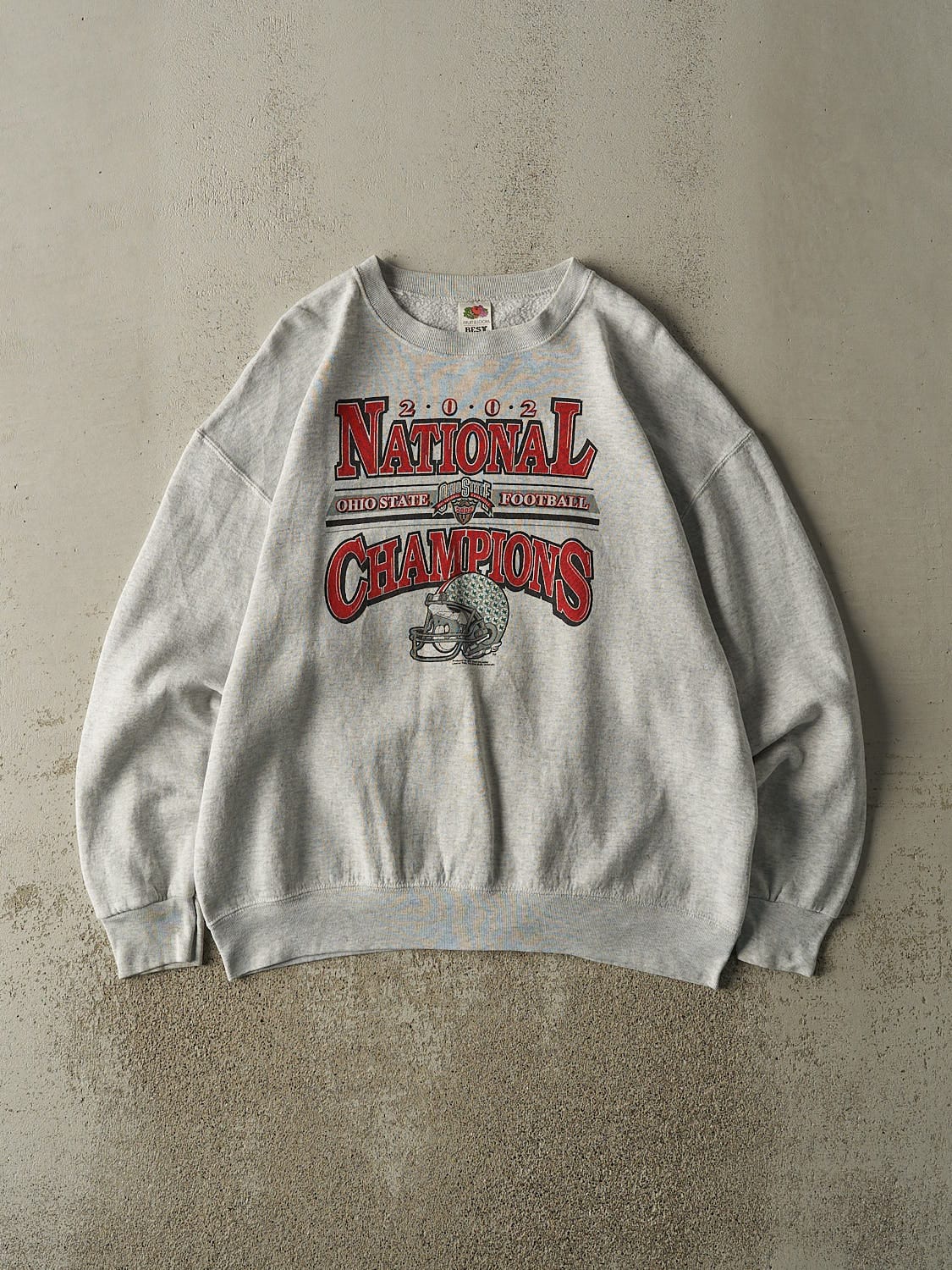 Vintage 02' Heather Grey Ohio State Football National Champions Crewneck (XL/XXL)