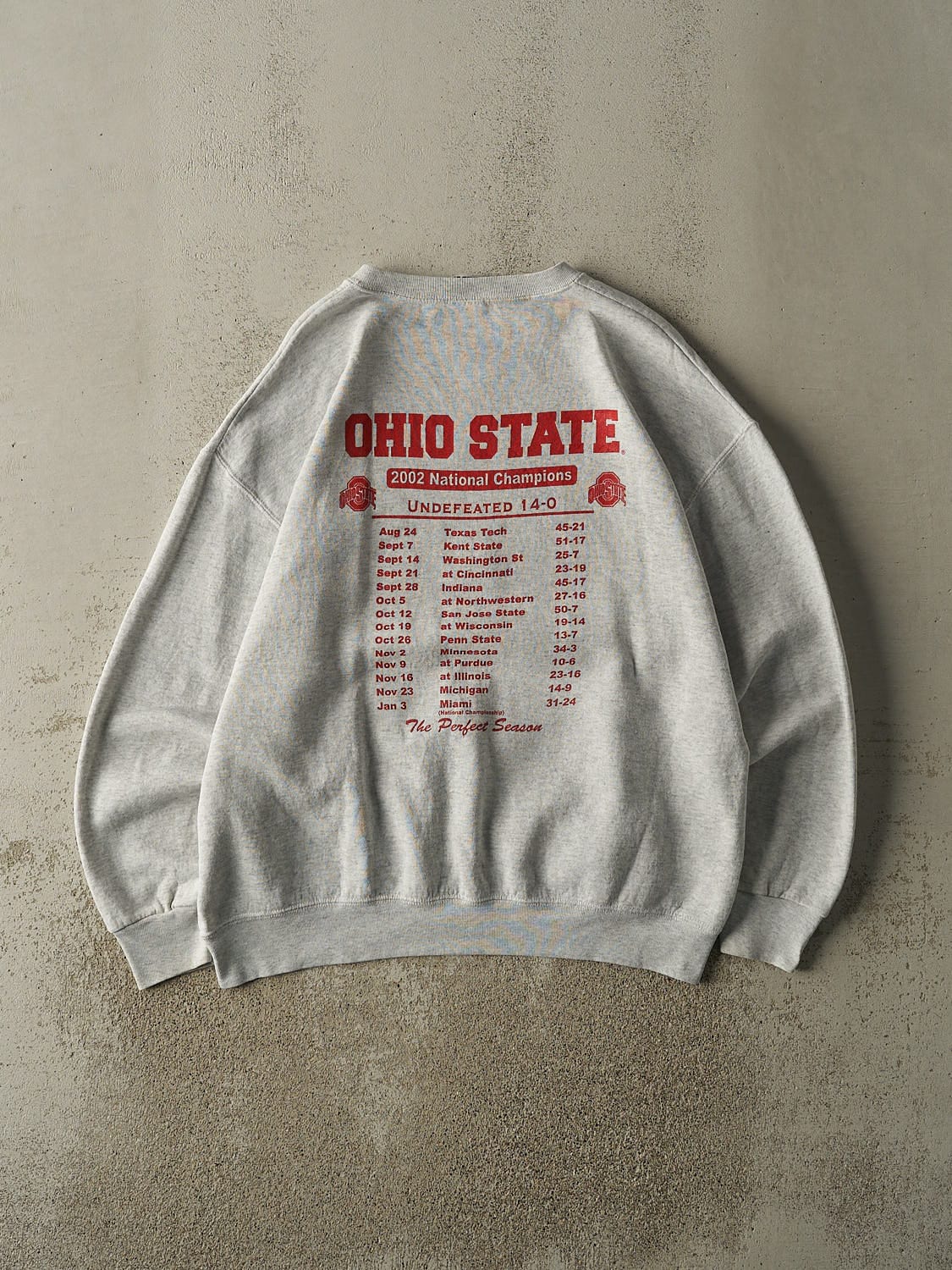 Vintage 02' Heather Grey Ohio State Football National Champions Crewneck (XL/XXL)
