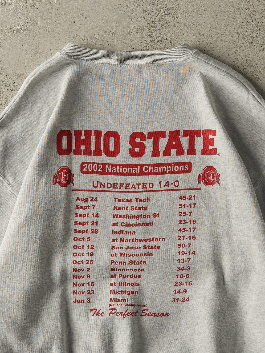 Vintage 02' Heather Grey Ohio State Football National Champions Crewneck (XL/XXL)