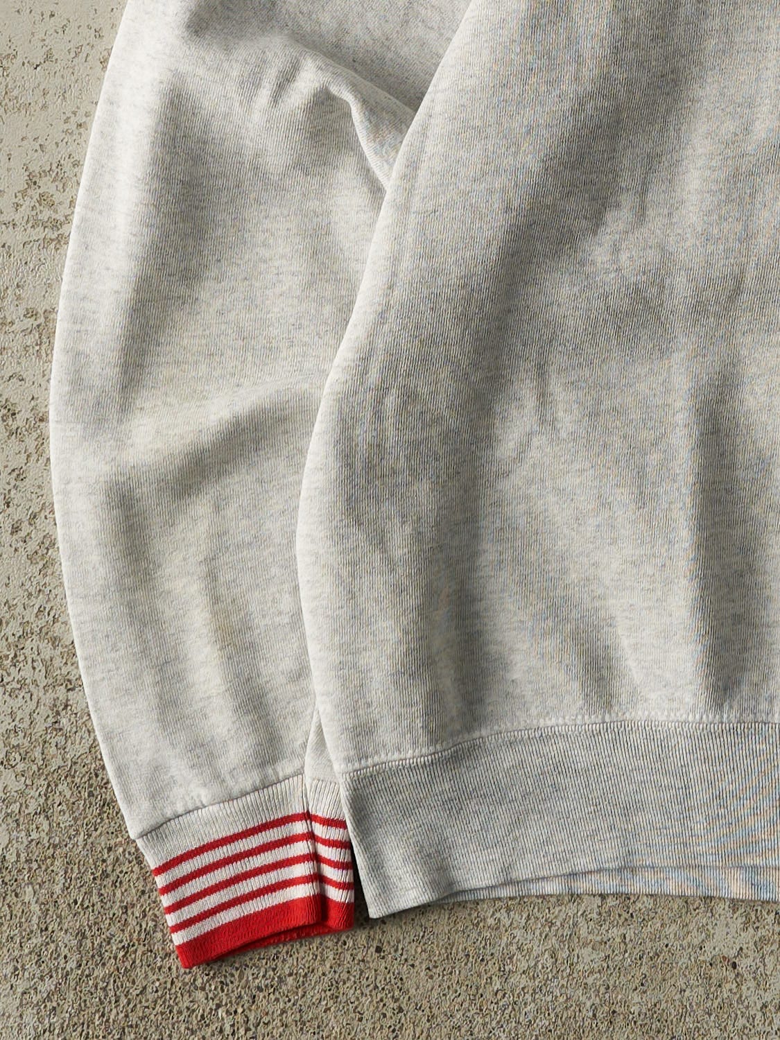 Vintage 80s Heather Grey Ohio State University Embroidered Ribbed Crewneck (M)