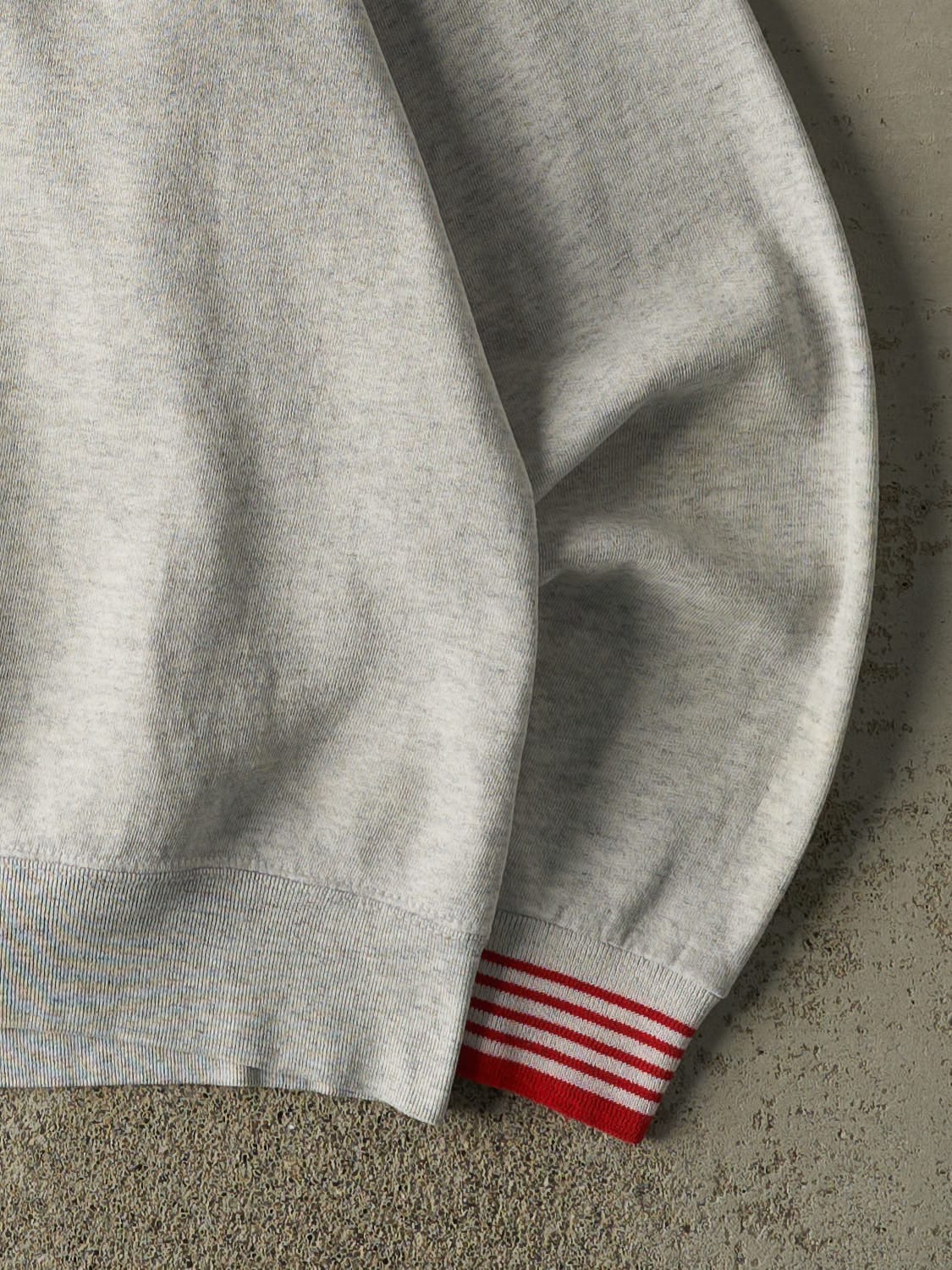Vintage 80s Heather Grey Ohio State University Embroidered Ribbed Crewneck (M)