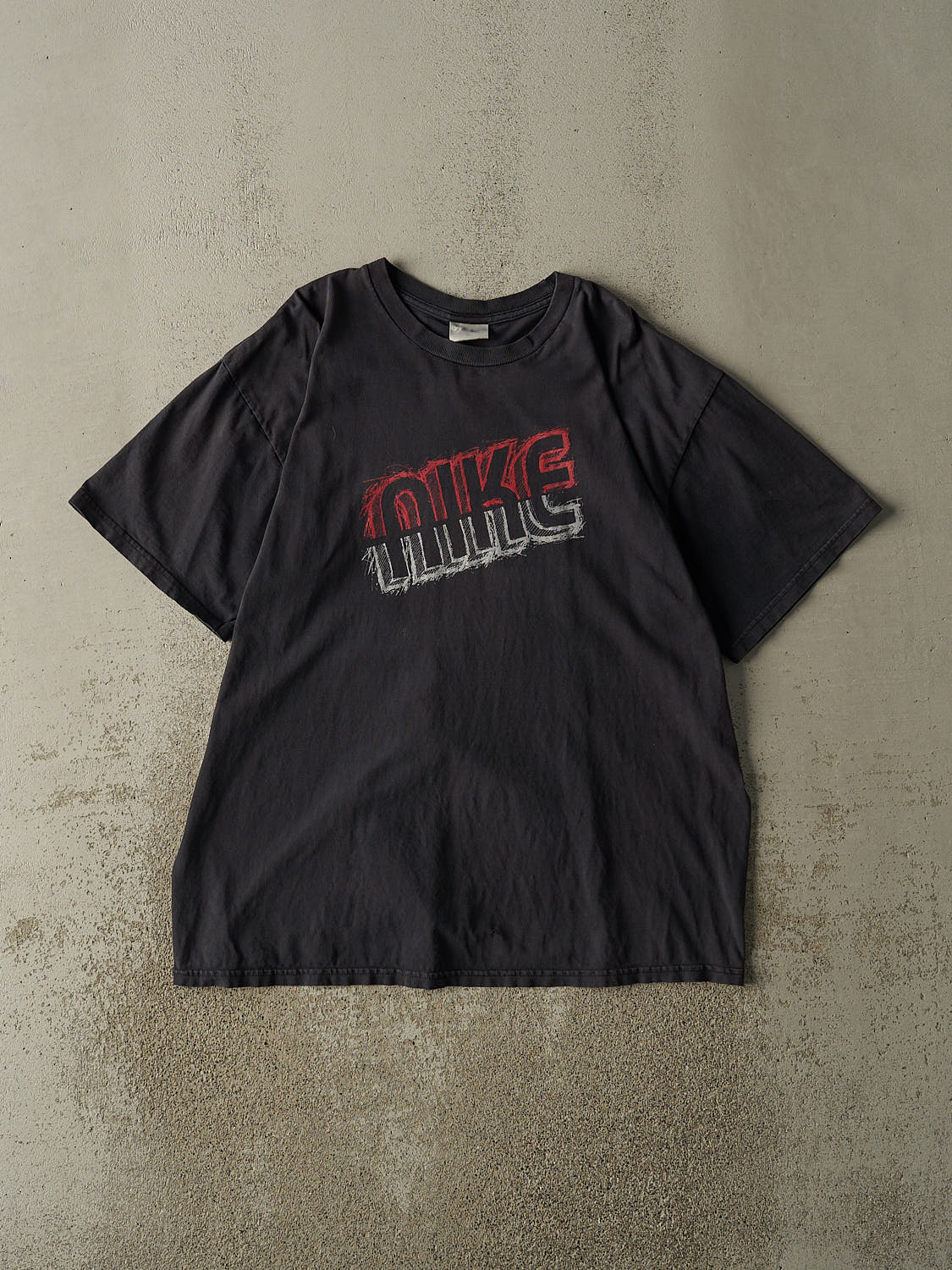 Vintage Y2K Faded Black Nike Logo Tee (XL)