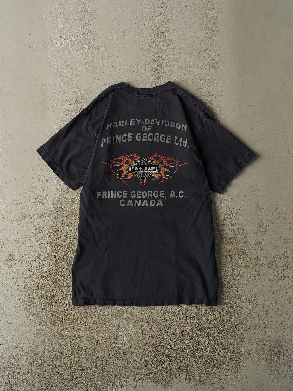 Vintage 04' Faded Black Harley Davidson Prince George BC Tee (M/L)