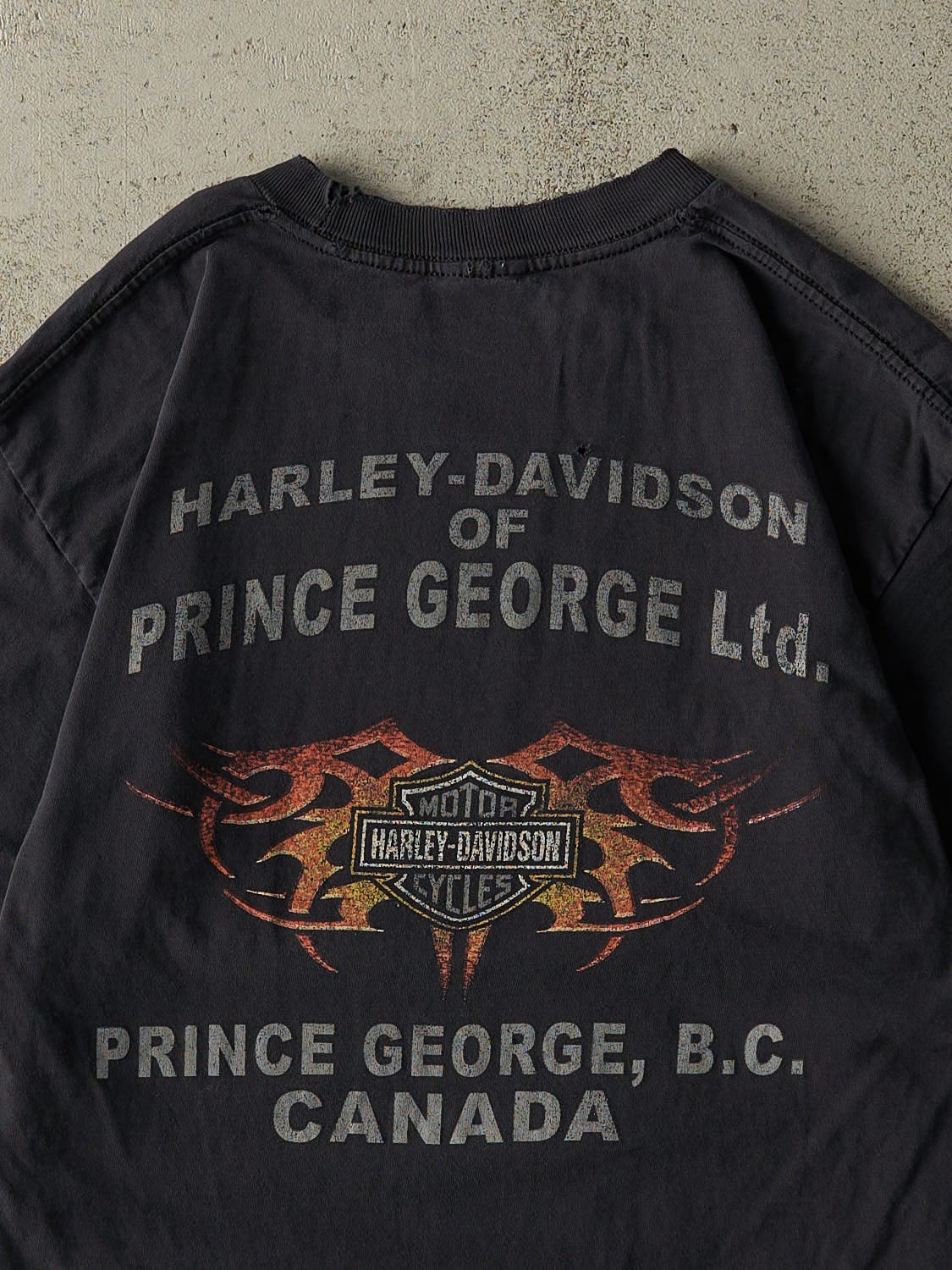 Vintage 04' Faded Black Harley Davidson Prince George BC Tee (M/L)