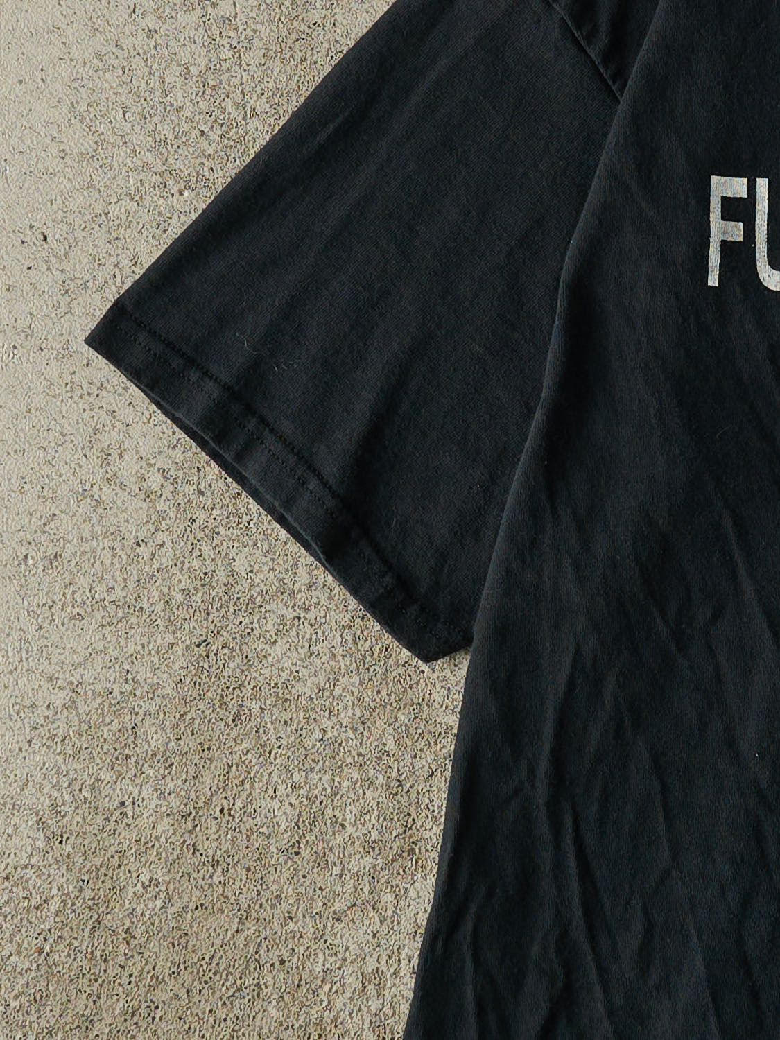 Vintage Y2K Black "Fuggedaboudit!" Slogan Tee (M)