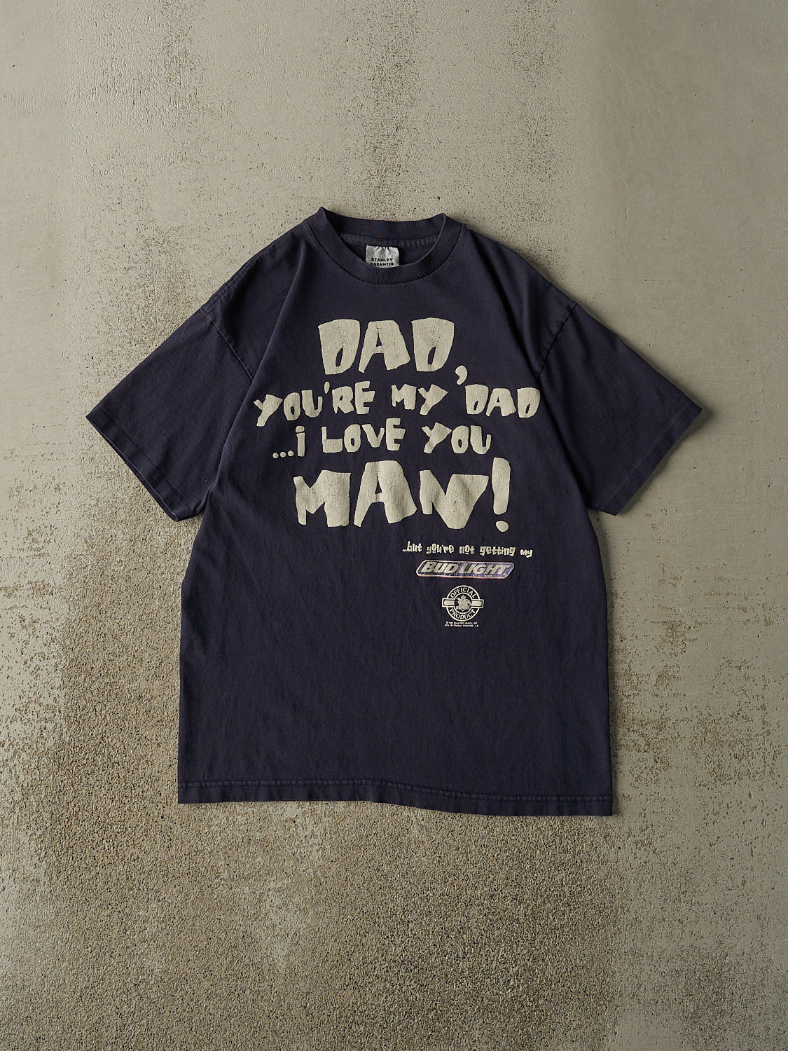 Vintage 96' Navy Blue Bud Light "I Love You Man" Slogan Tee (S/M)