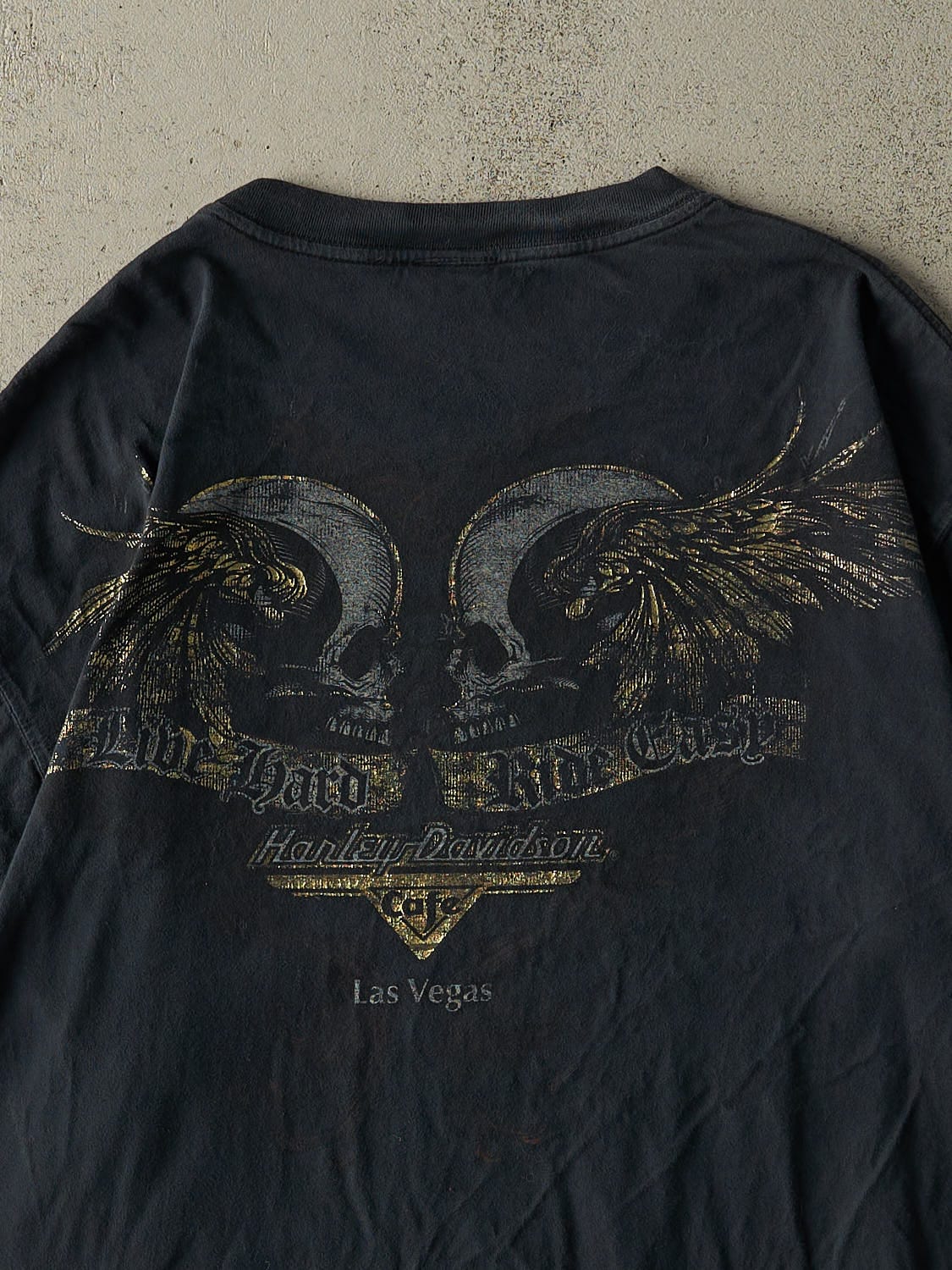 Vintage Y2K Navy Blue Harley Davidson Cafe Las Vegas Tee (XL)