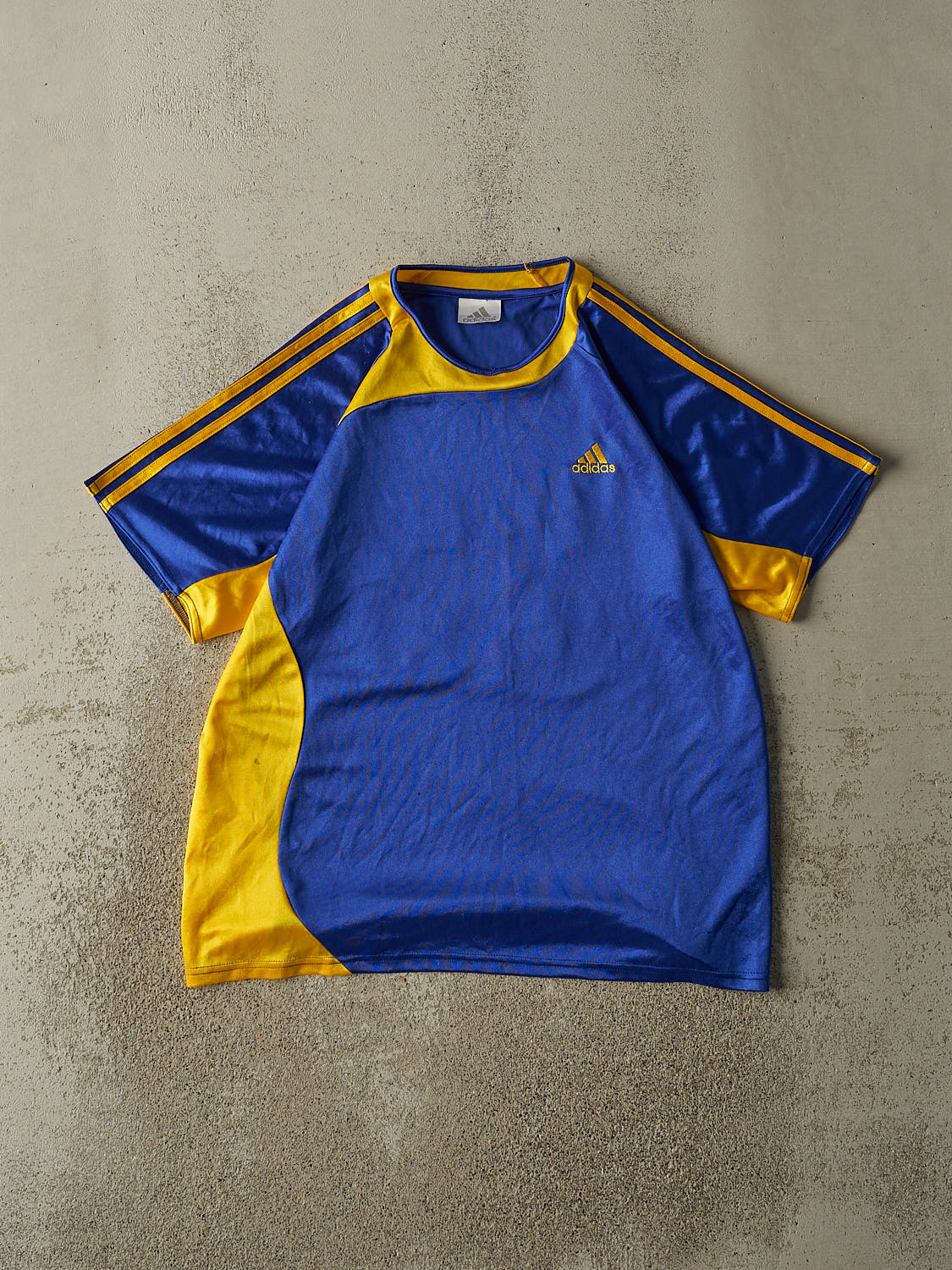 Vintage Y2K Blue & Yellow Adidas Soccer Jersey (L/XL)