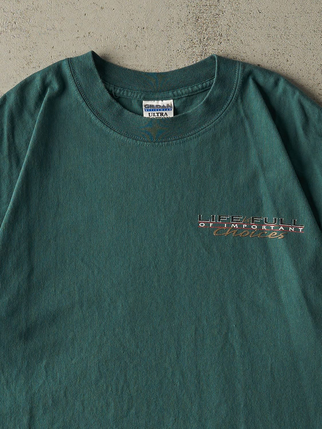 Vintage 97' Green "Life is Full of Important Choices" Golf Slogan Tee (L/XL)