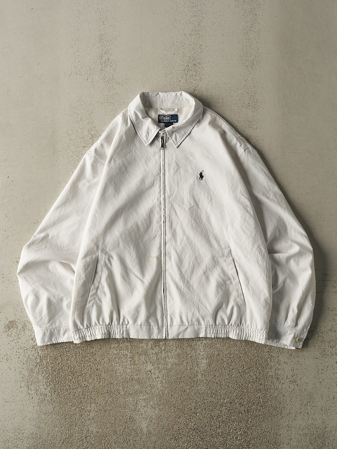 Vintage 90s White Polo Ralph Lauren Harrington Jacket (L/XL)