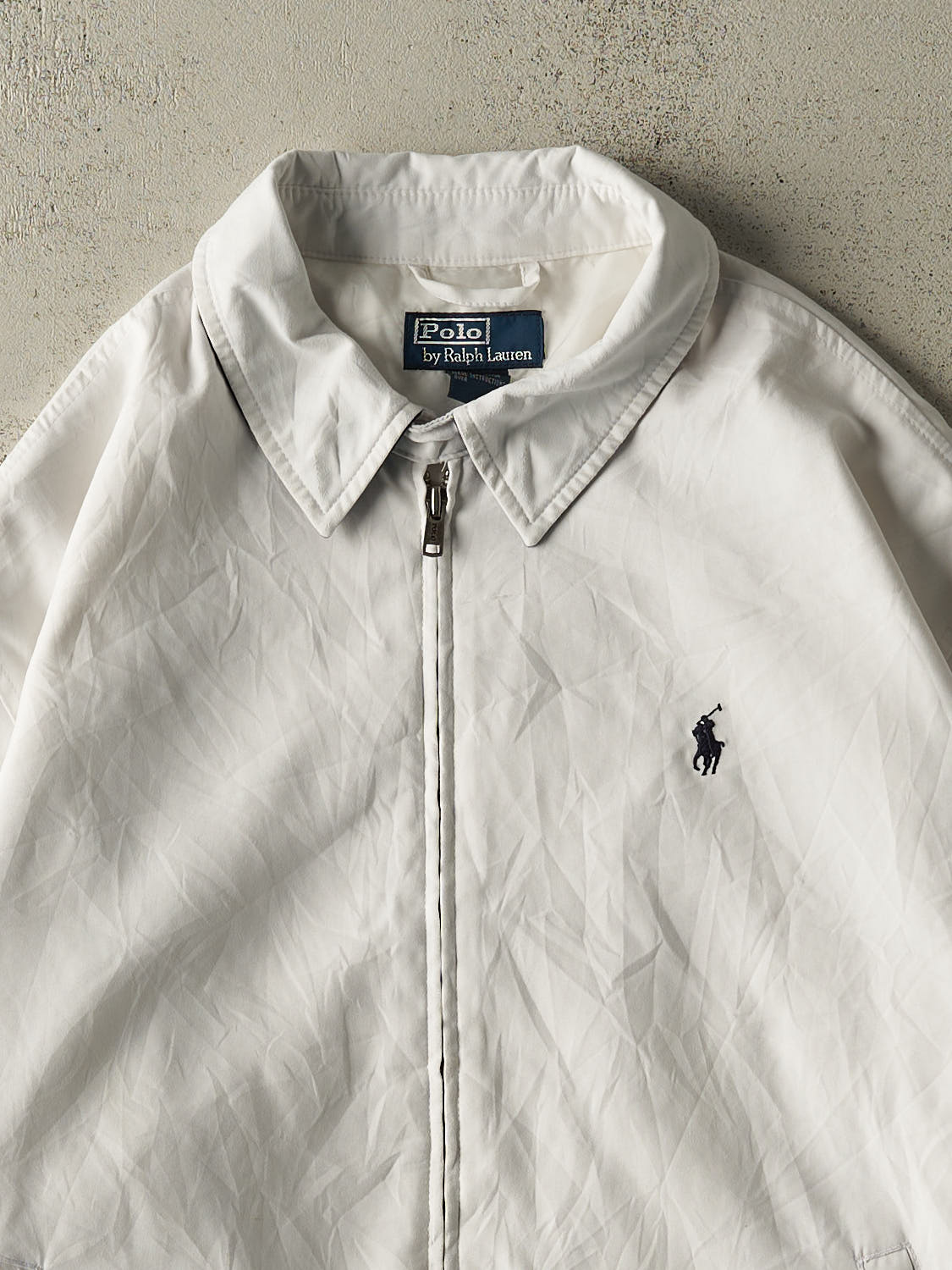 Vintage 90s White Polo Ralph Lauren Harrington Jacket (L/XL)