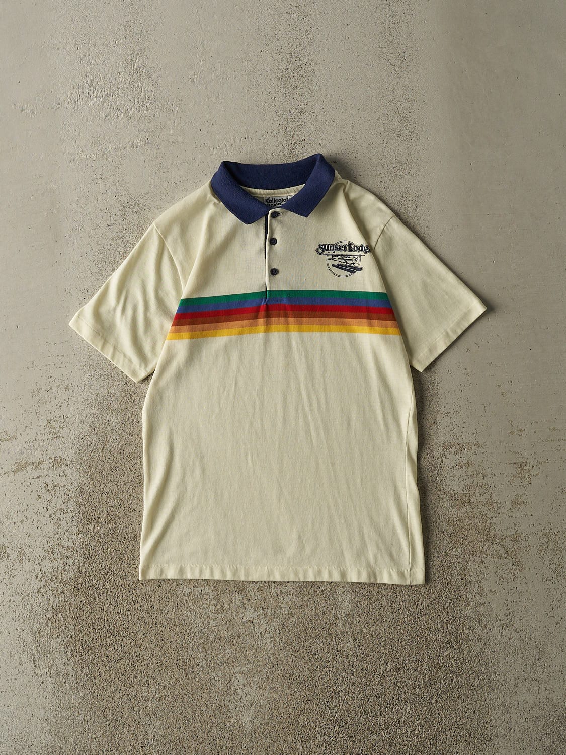 Vintage 70s Beige Sunset Lodge Quarter Button Tee (XS/S)