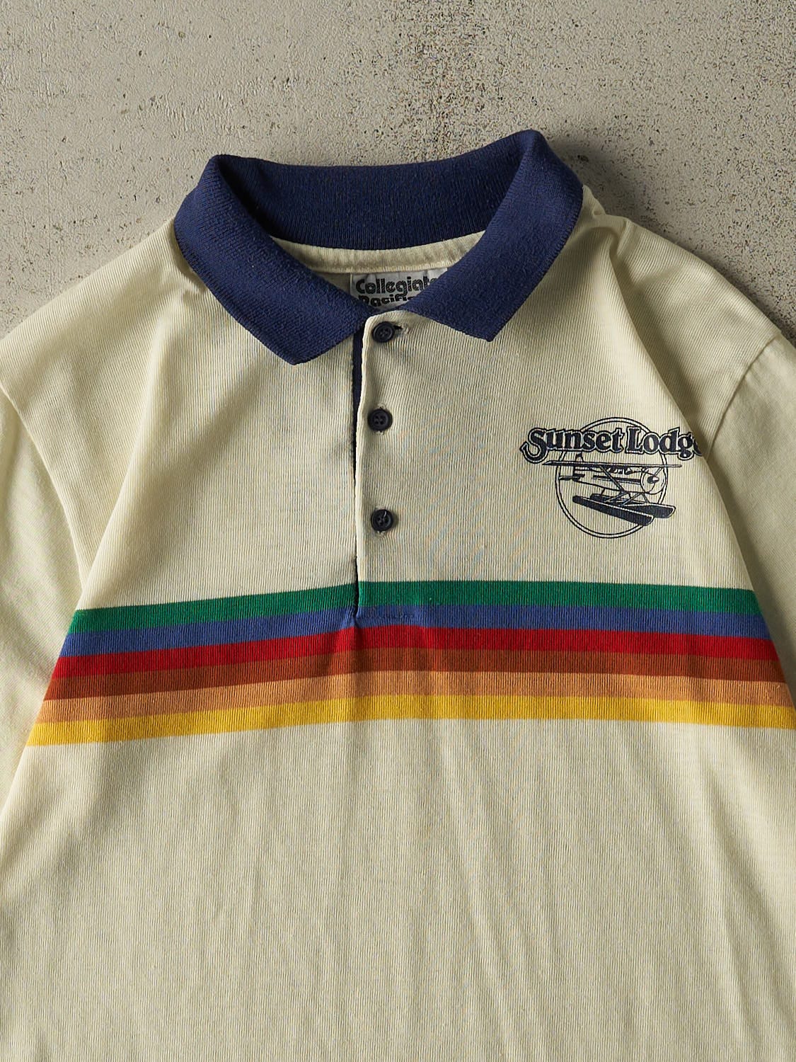 Vintage 70s Beige Sunset Lodge Quarter Button Tee (XS/S)