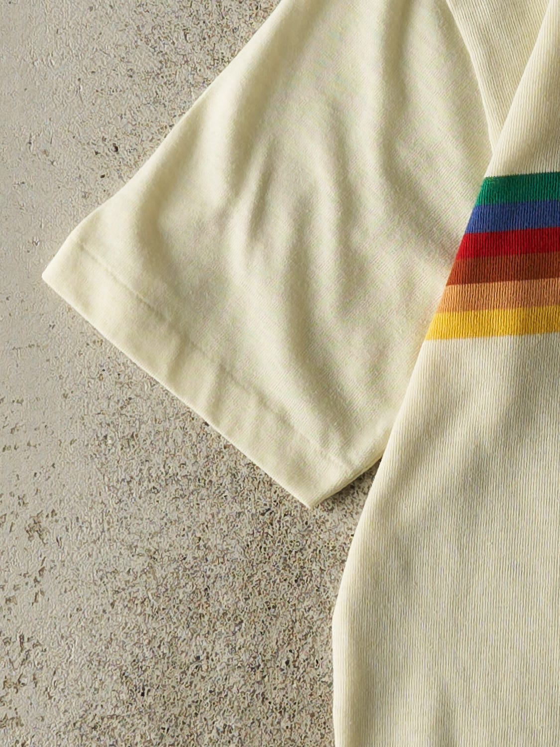 Vintage 70s Beige Sunset Lodge Quarter Button Tee (XS/S)