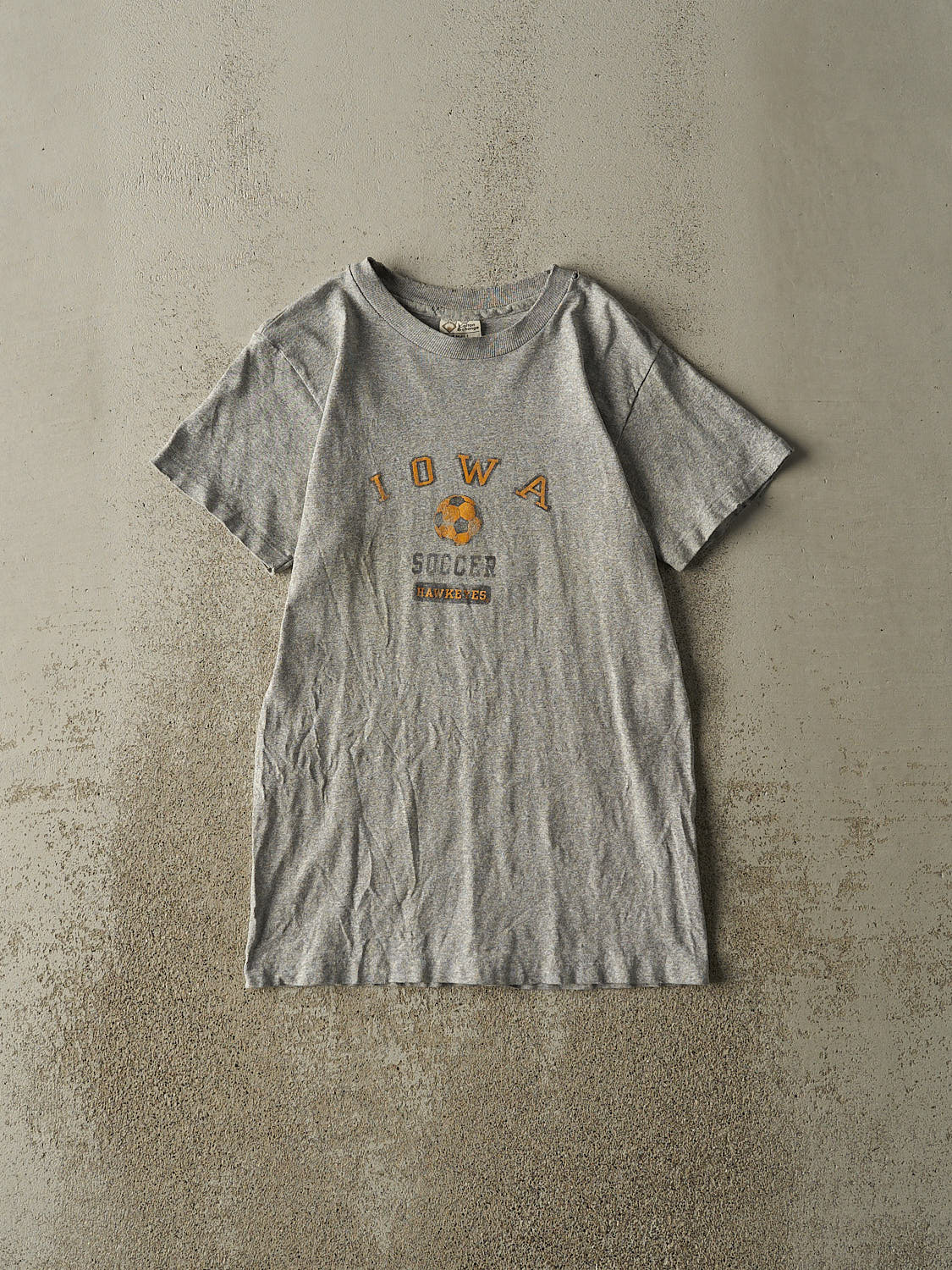 Vintage 90s Grey University of Iowa Hawkeyes Soccer Single Stitch Tee (XS)