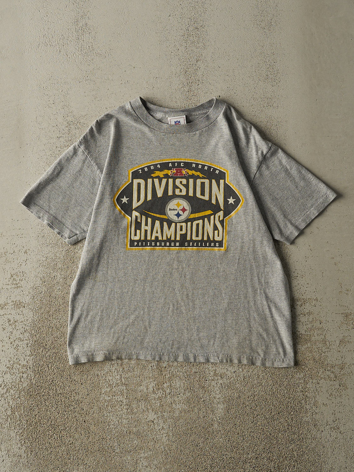 Vintage 04' Grey Pittsburgh Steelers AFC Devision Champs Tee (S)