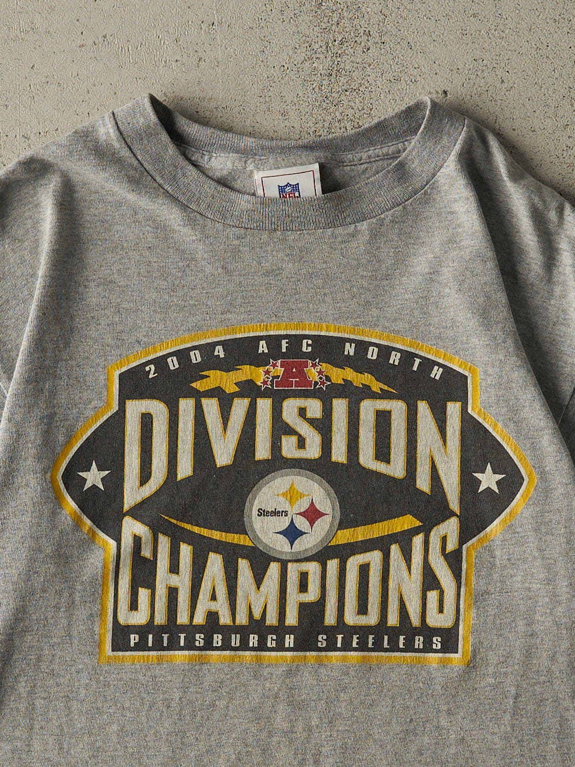Vintage 04' Grey Pittsburgh Steelers AFC Devision Champs Tee (S)