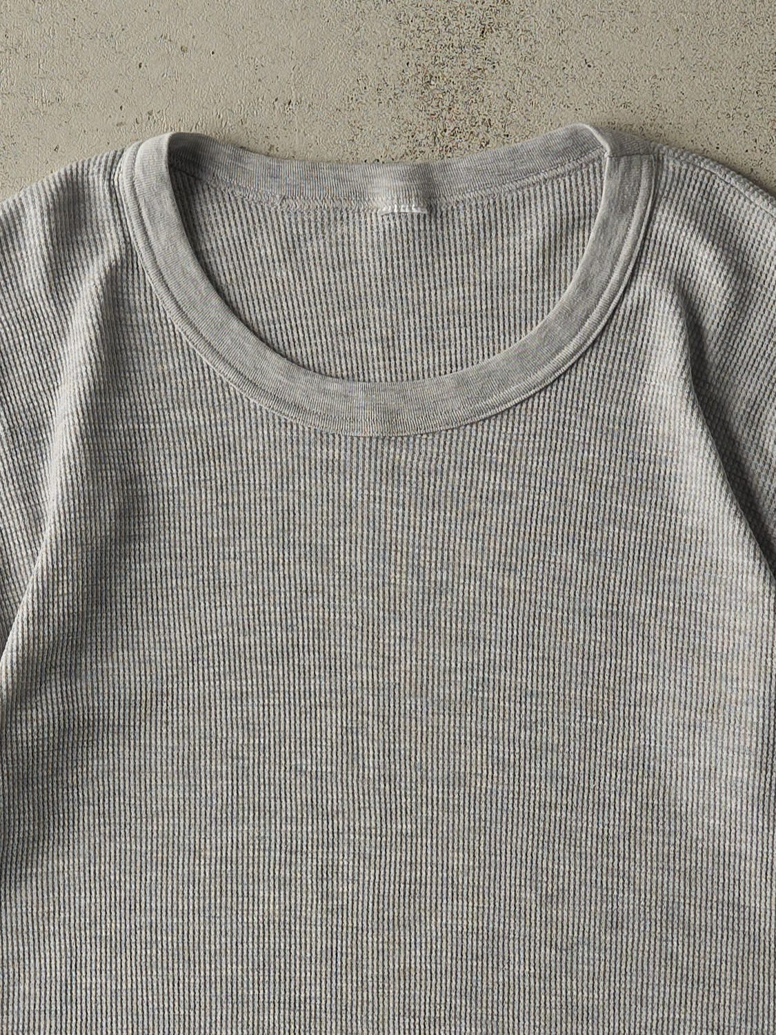 Vintage 90s Grey Thermal Short Sleeve Tee (L)
