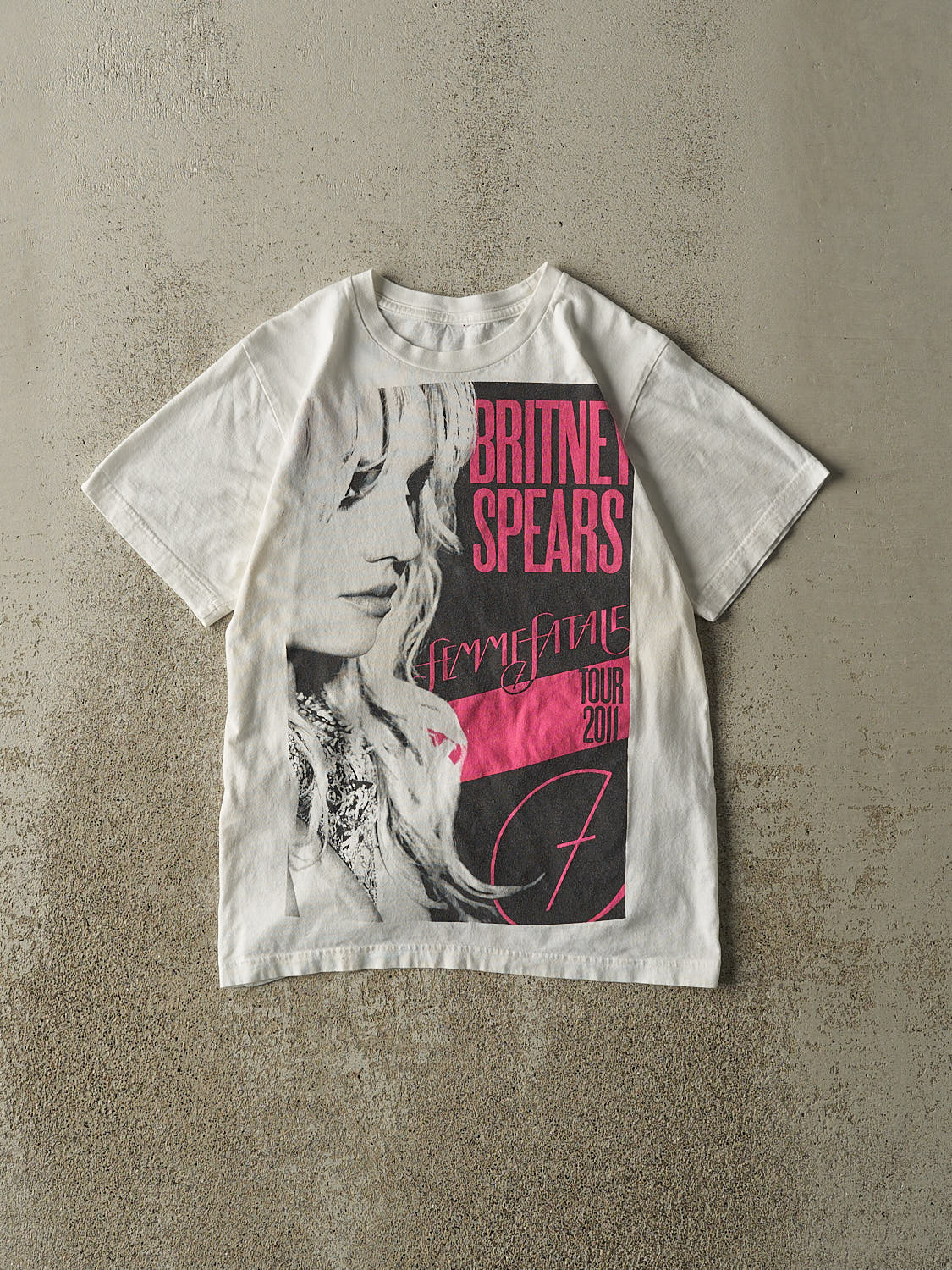 Vintage 11' White Britney Spears Femme Fatale Tee (XS)